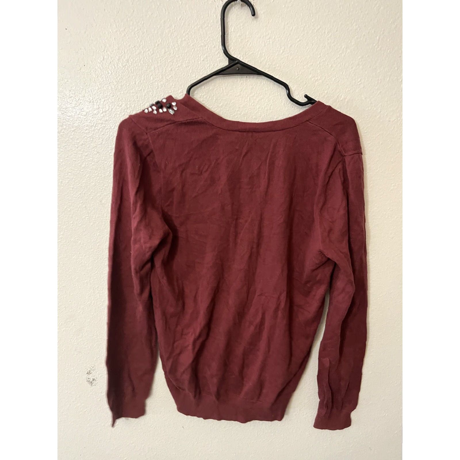 Loft VINTAGE LOFT Women's Cardigan Sweater L Long Sleeve Maroon Casual Fall Spring Winter Size L / US 10 / IT 46 - 2 Thumbnail