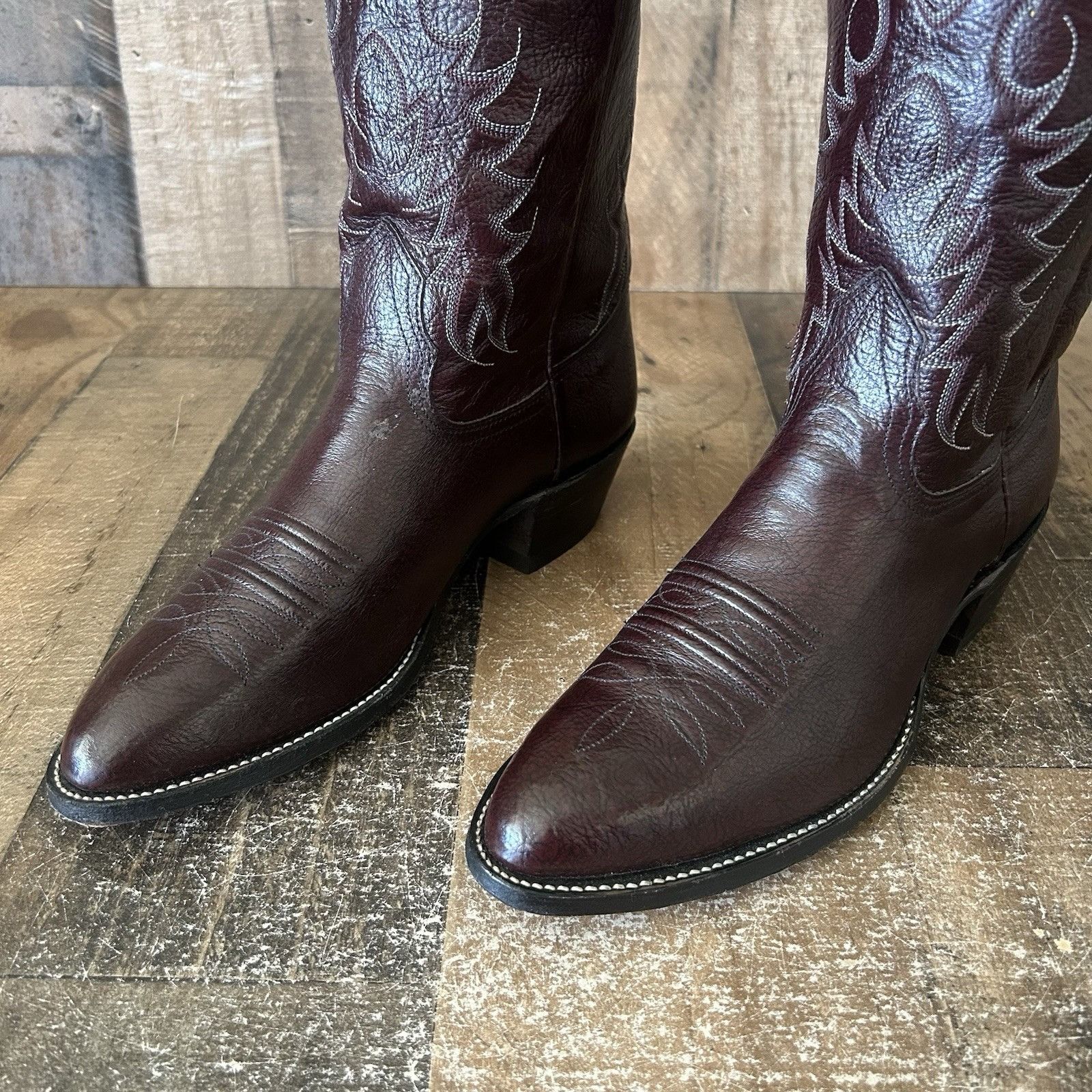 Nocona Boots Nocona Vintage Burgundy Western Cowboy Boots Mens 7.5 D Size US 7.5 / EU 40-41 - 11 Thumbnail