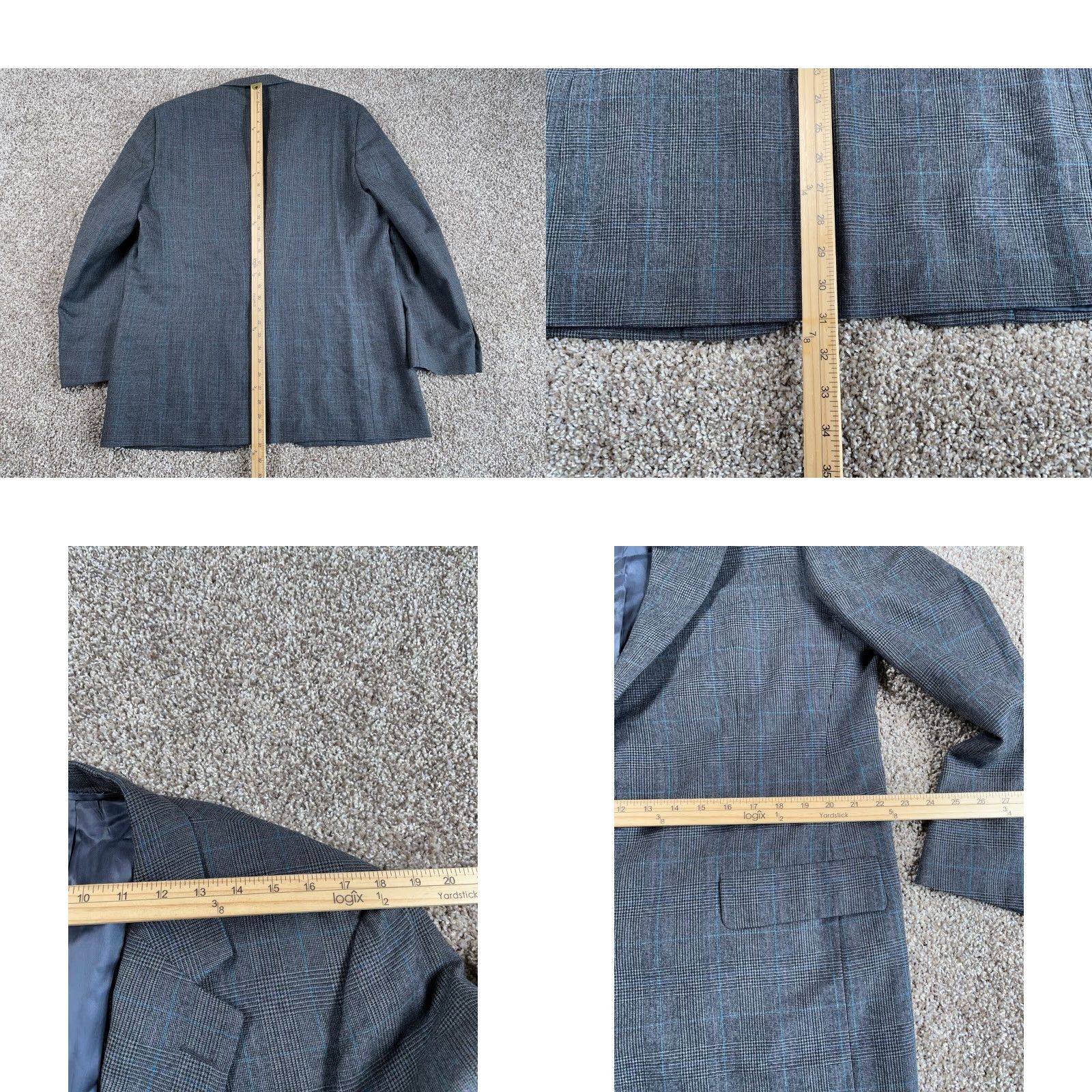 Vintage VINTAGE Hickey Freeman Wool Glen Plaid Blazer Men's 42 Gray Classic Preppy Size 42R - 8 Thumbnail