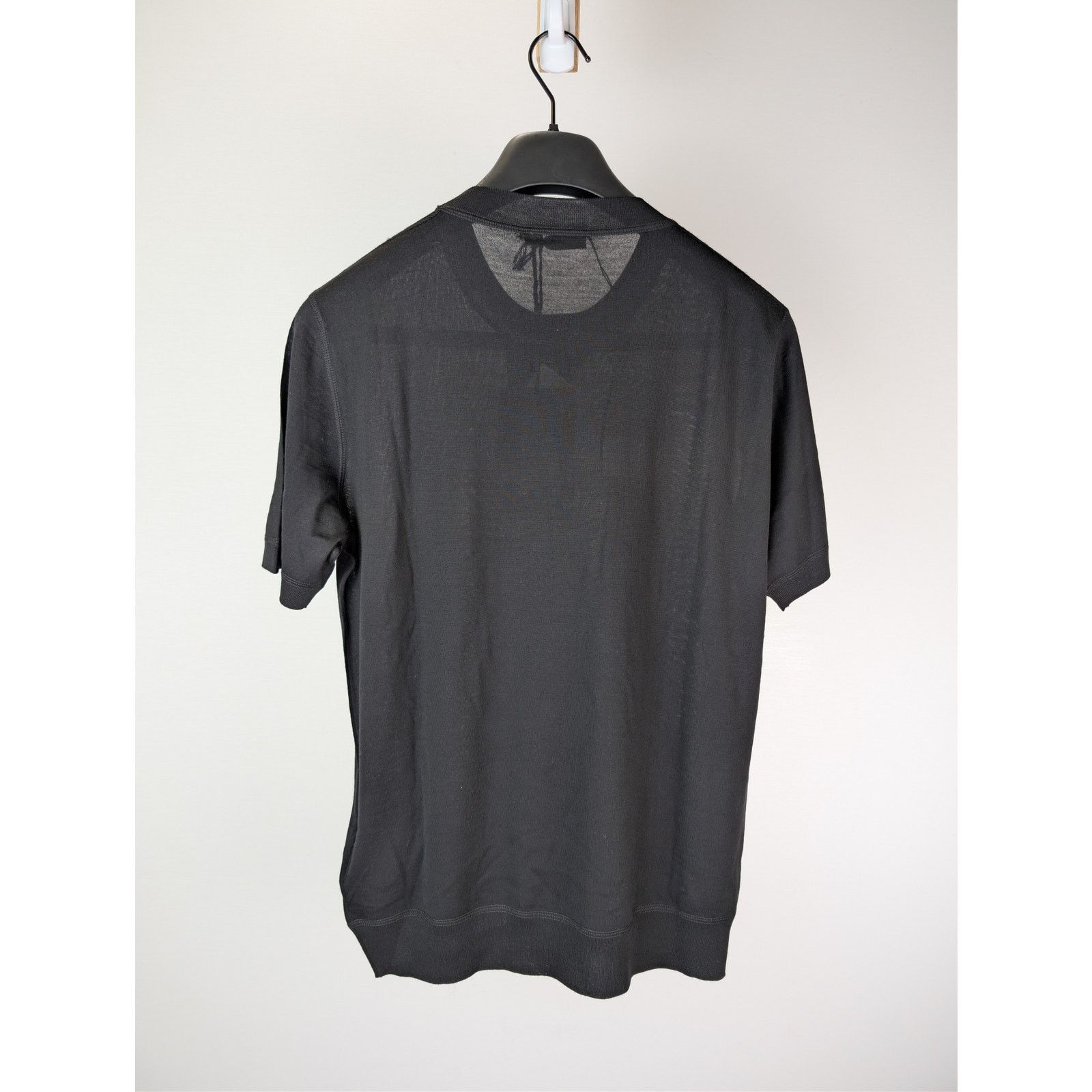 Prada o1rshd1 Logo Intarsia Short Sleeve Crewneck Sweater in Black Size US M / EU 48-50 / 2 - 9 Thumbnail