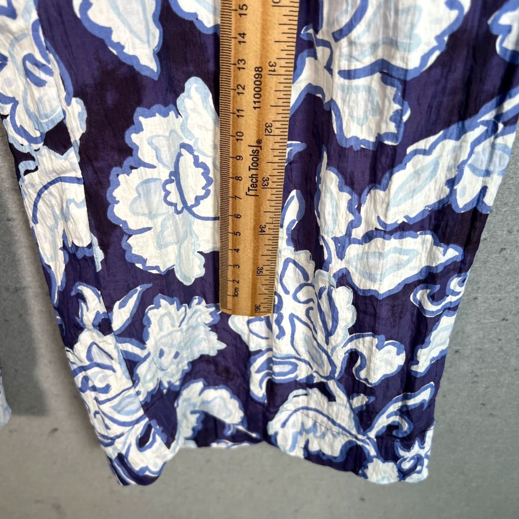 Zara Zara Womens Size Small Floral Wide-Leg Pants Blue & White Size 28" / US 6 / IT 42 - 7 Thumbnail