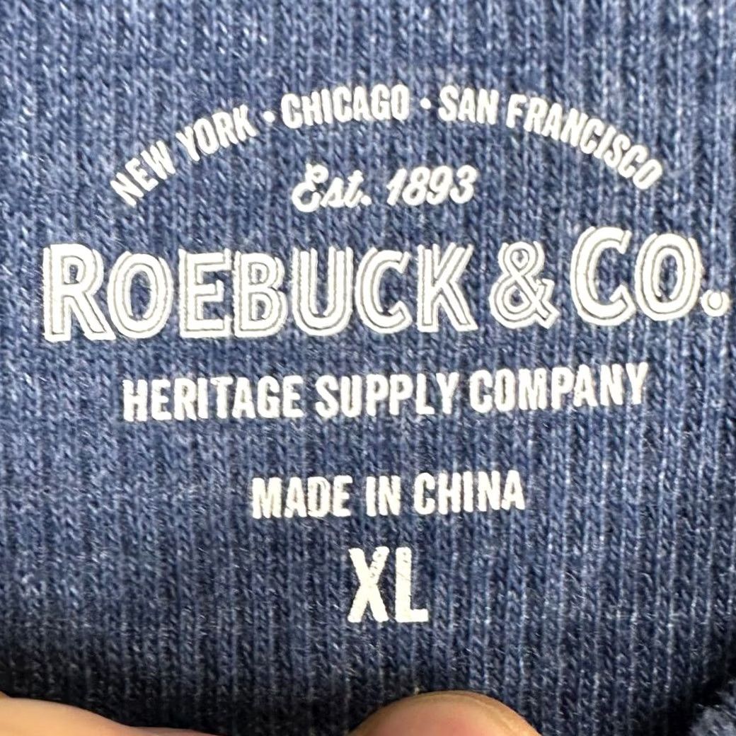Vintage Roebuck & Co. Sweater Mens XL Blue Striped Thermal Waffle Knit Crew Neck Pullover Size US XL / EU 56 / 4 - 6 Thumbnail