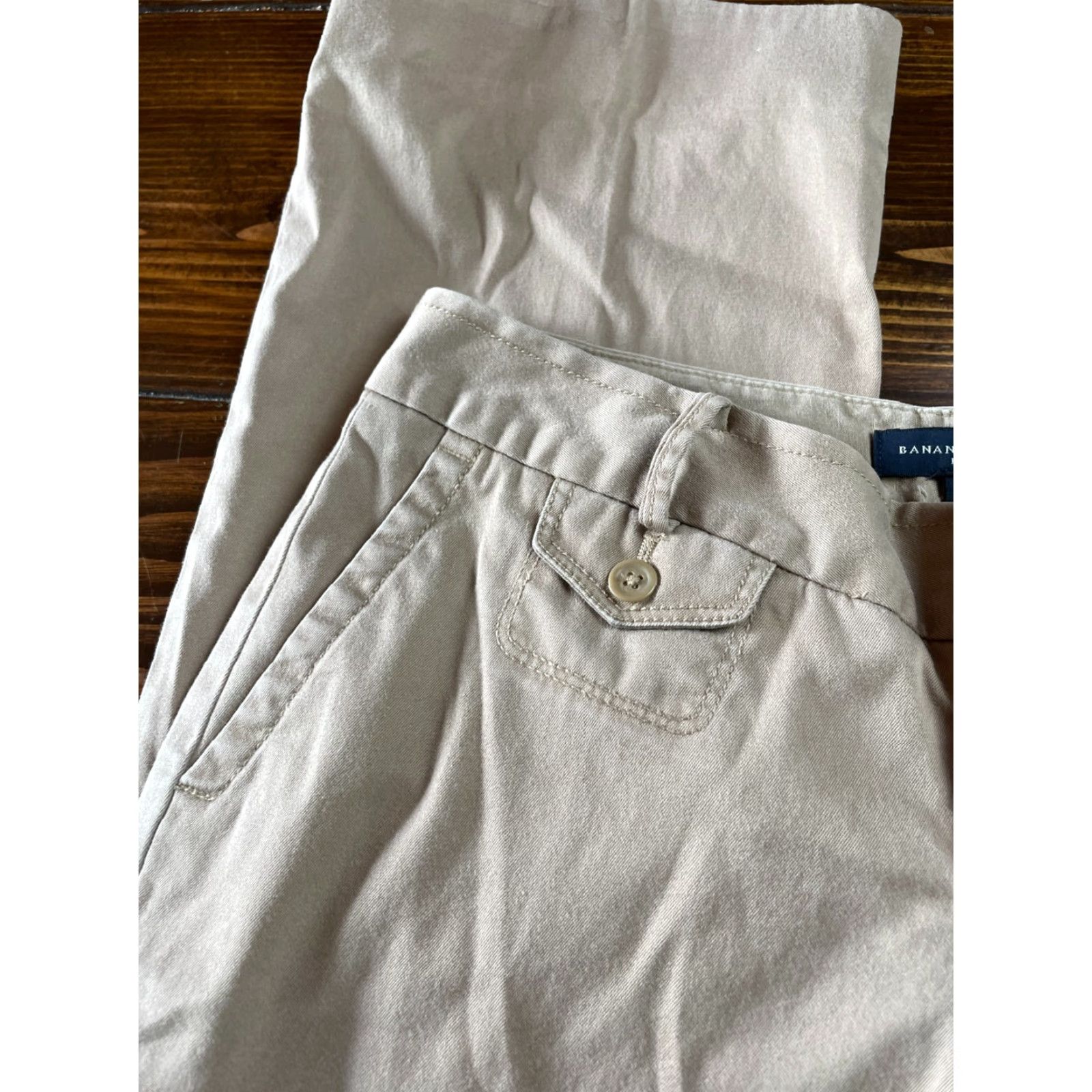 Banana Republic Banana Republic Pants Women Size 2 Tan Ryan Fit Hemmed Chino Slimming Straight 25.5in Inseam Size 29" - 7 Thumbnail
