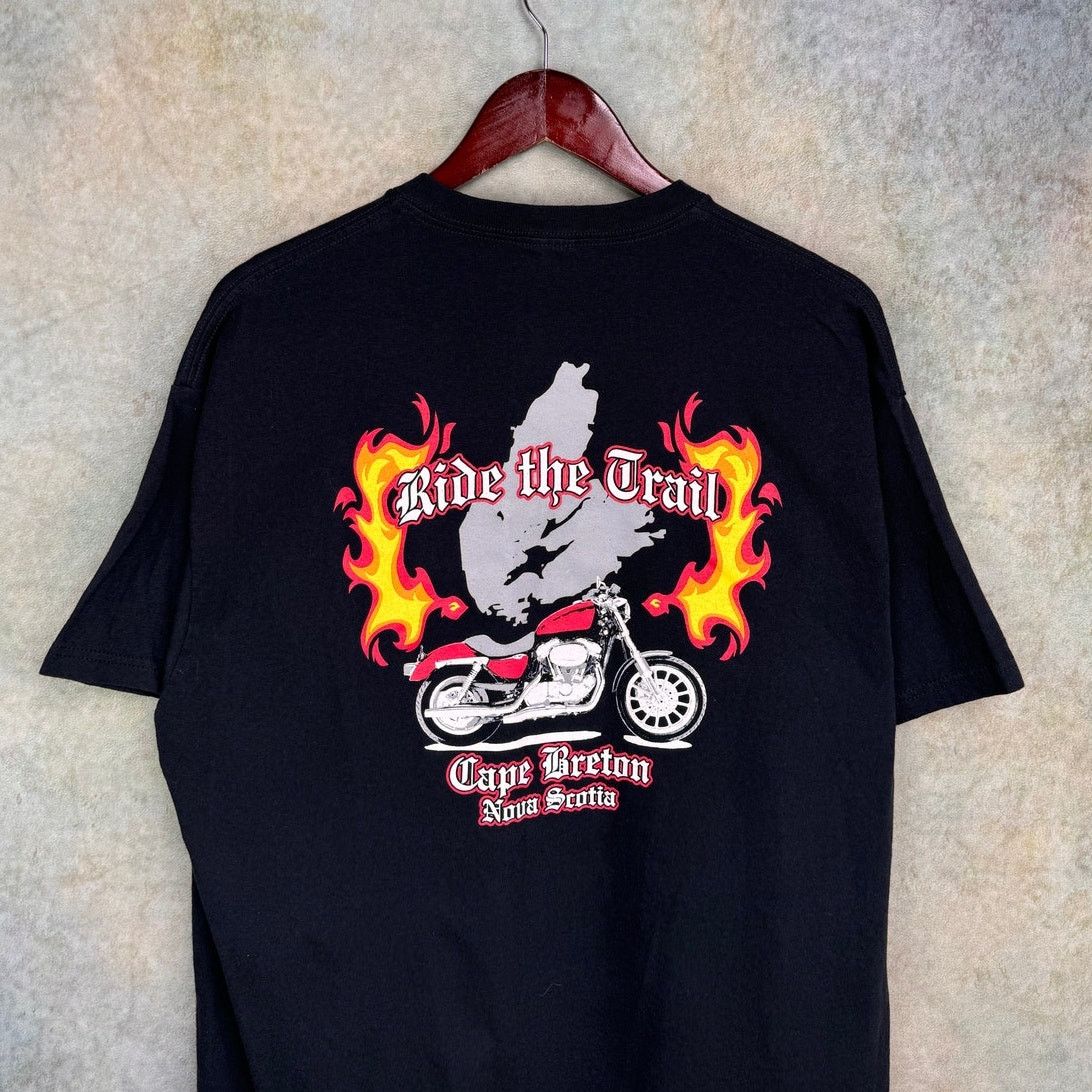 Vintage VTG Y2K Biker Flame T Shirt Sz XL Black Motorcycle Size US XL / EU 56 / 4 - 1 Thumbnail