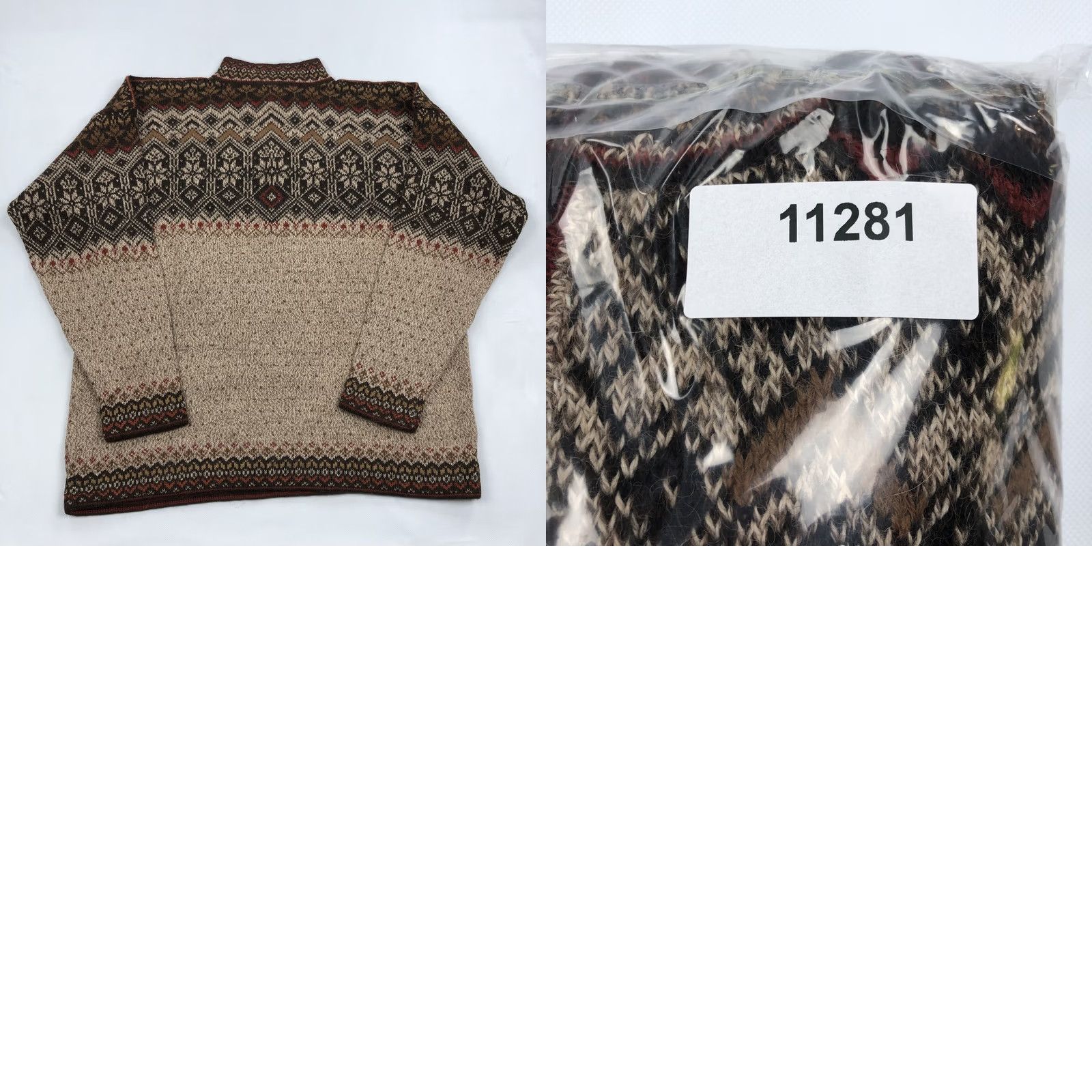 Vintage VINTAGE Intiwara Alpaca Men's L Fair Isle Quarter Zip Mock Neck Sweater 90s Size US L / EU 52-54 / 3 - 8 Thumbnail