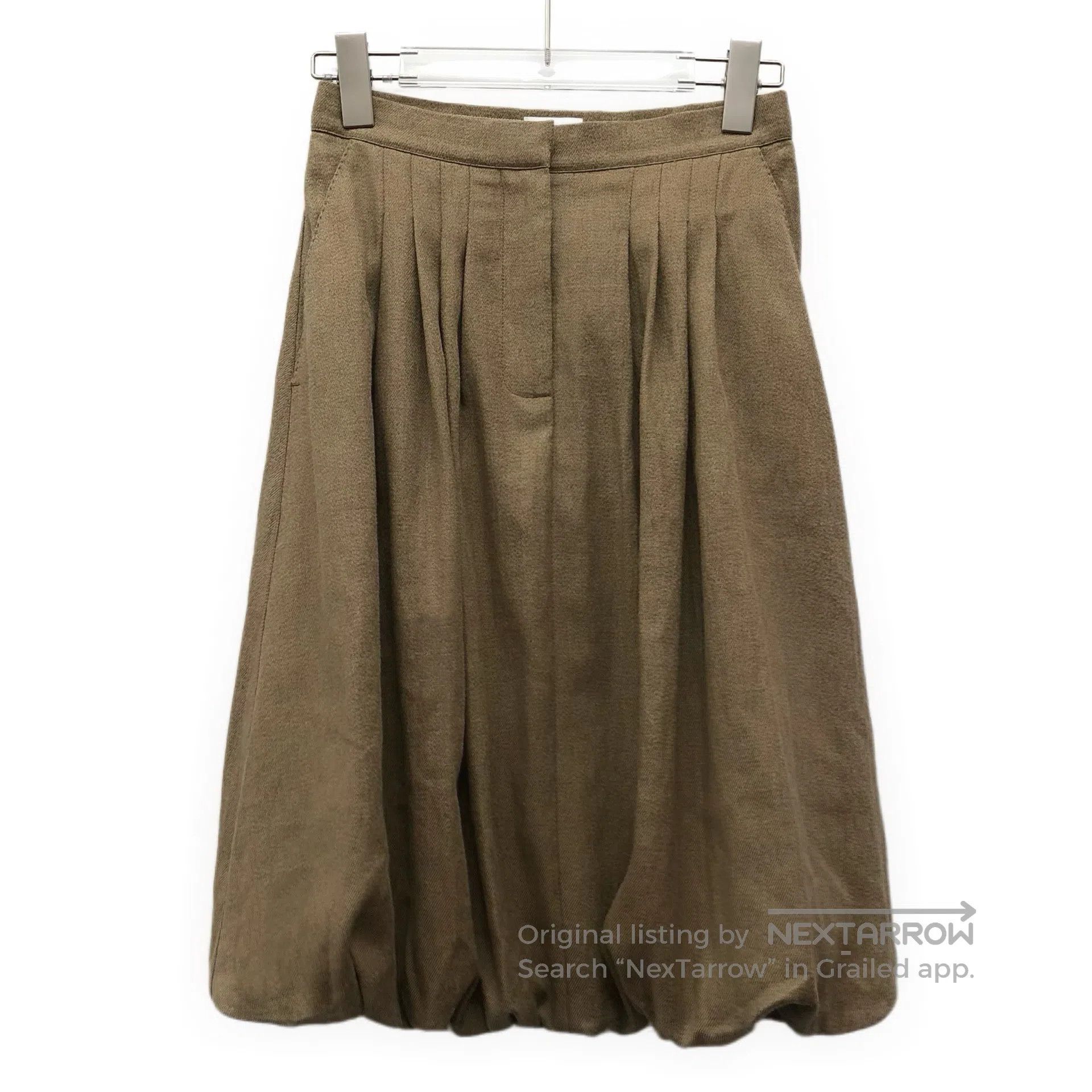Burberry Burberry Deep Brown Flax Pleated Knee-Length Skirt| Size 35" - 1 Thumbnail