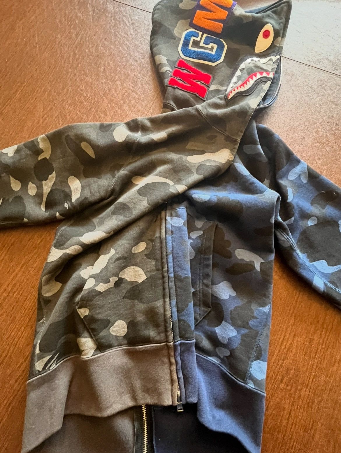 Bape BAPE Separate Shark Hoodie Blue & Black Camo Size US M / EU 48-50 / 2 - 1 Thumbnail