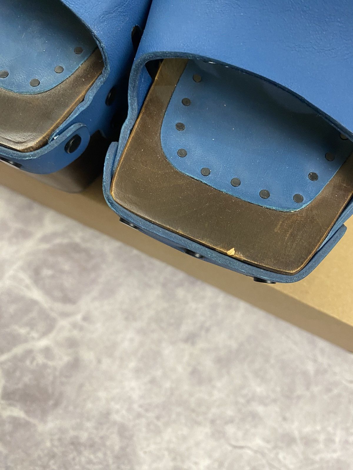 Eckhaus Latta Ugg x Eckhaus Latta Wooden Platform Clogs Blue Leather Upper Size US 8 / IT 38 - 5 Thumbnail