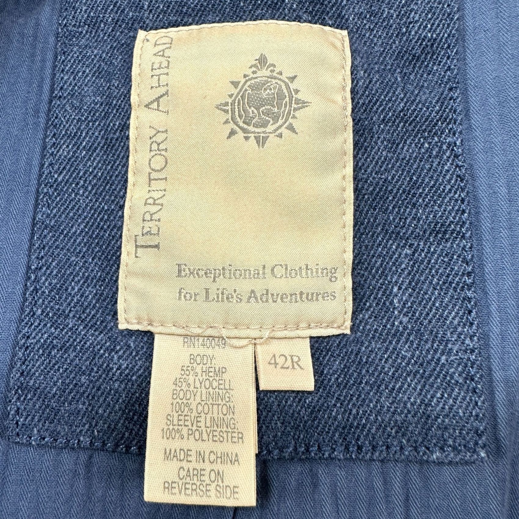 The Territory Ahead Territory Ahead Blazer Mens 42R Blue Jacket Solid Casual business Mens 90s Coat Blazer Single-Breasted Notch Lapel Shirt? Size 42R - 7 Thumbnail