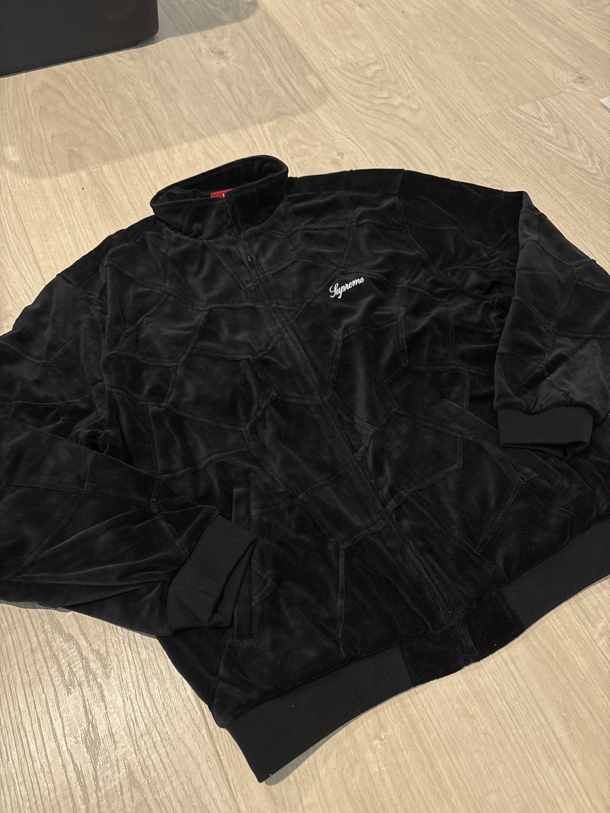 Supreme Supreme Patchwork Velour Track Jacket Black Size XL Size US XL / EU 56 / 4 - 2 Thumbnail