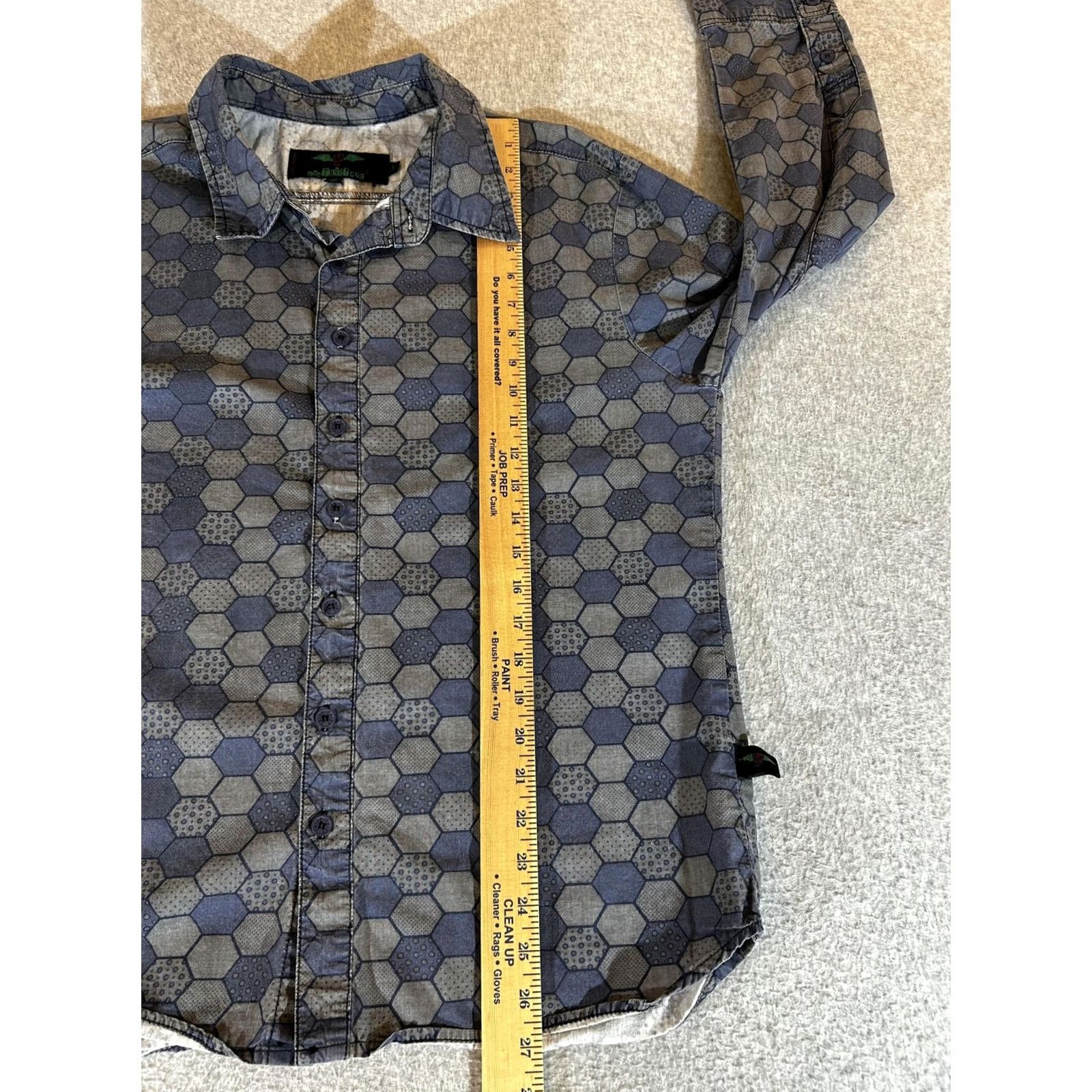Tripp NYC TRIPP NYC Shirt Mens L Blue Honeycomb Button Long Sleeve Joker Cosplay Goth Emo Size US L / EU 52-54 / 3 - 5 Thumbnail