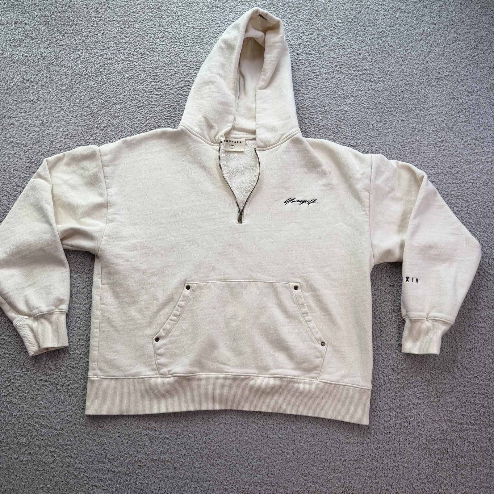 YoungLA YoungLA 509 Cream Half Zip Hoodie S Fleece Pullover Gym Size US S / EU 44-46 / 1 - 1 Thumbnail