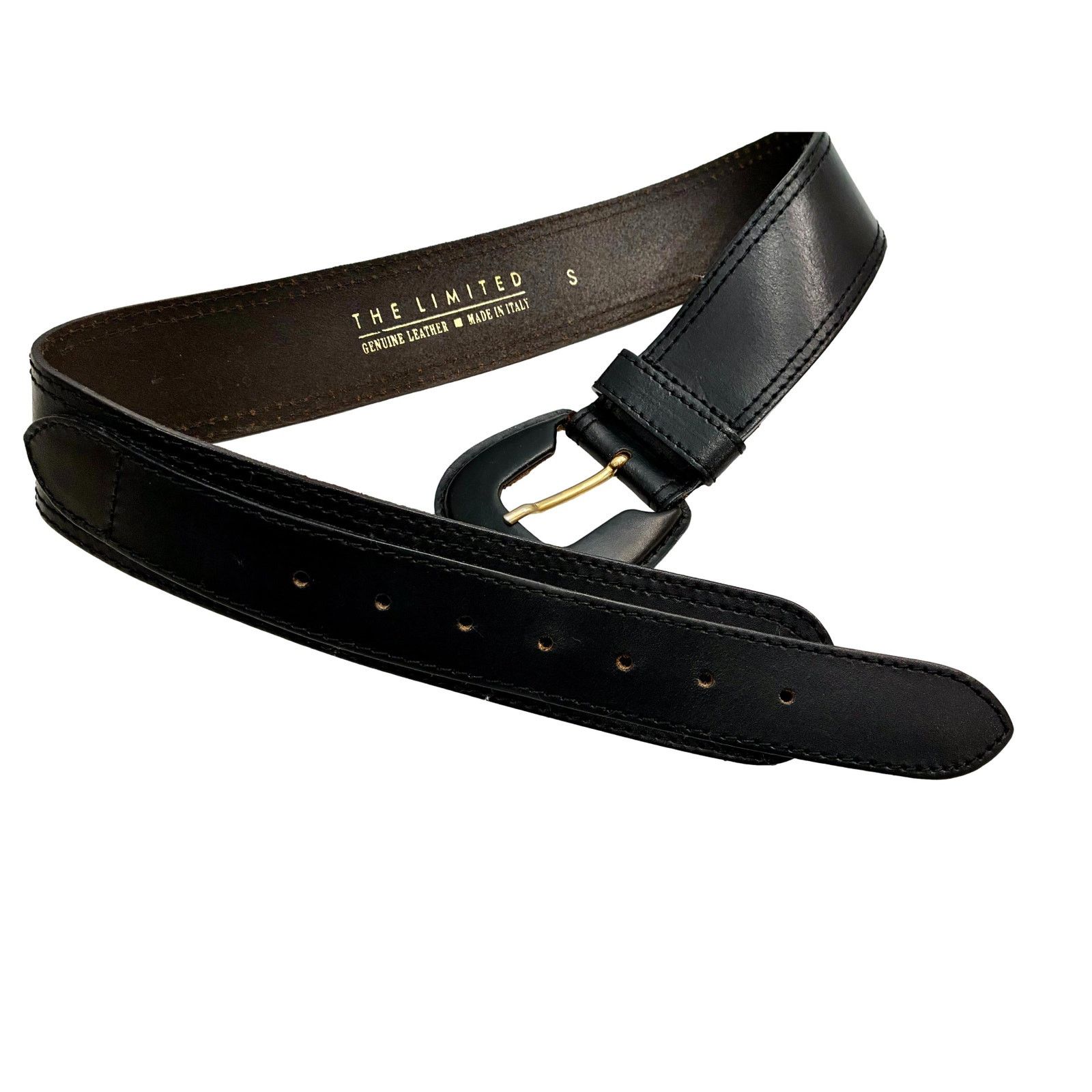 Vintage Vintage The Limited Black Italian Leather Wide Belt (S) Size ONE SIZE - 2 Thumbnail