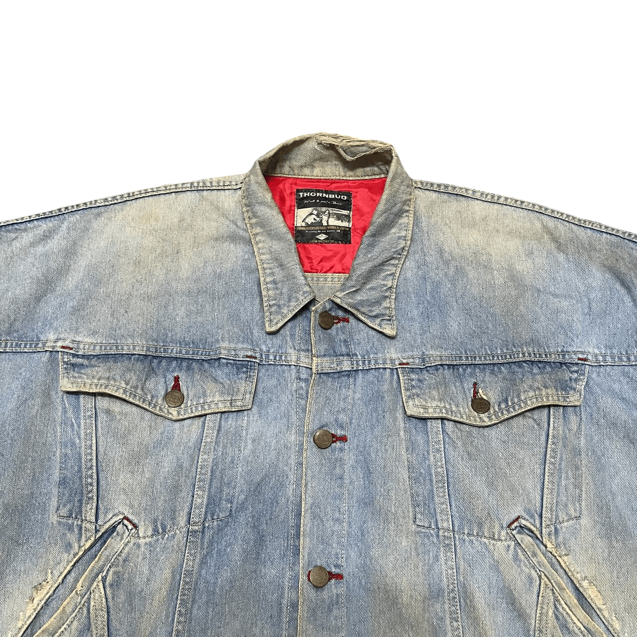 Japanese Brand Vintage Thornbud Pool Club Boxy Distressed Denim Jacket Size US M / EU 48-50 / 2 - 2 Thumbnail