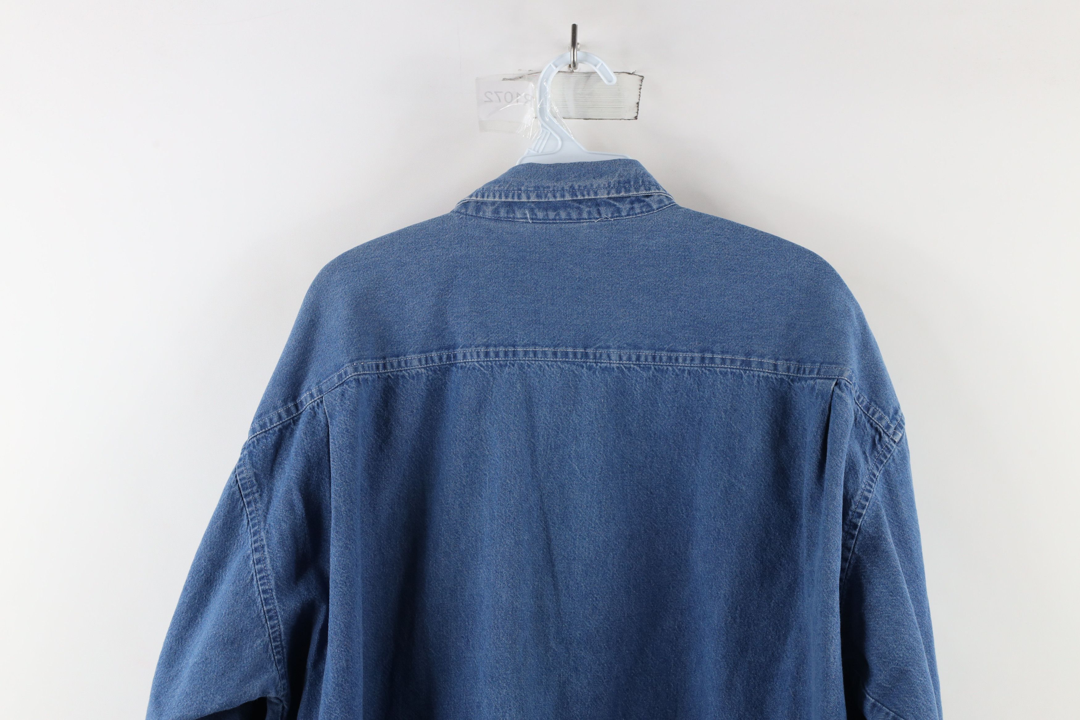 Vintage Vintage 90s Oakland Raiders Football Denim Button Down Shirt Size US XL / EU 56 / 4 - 12 Thumbnail