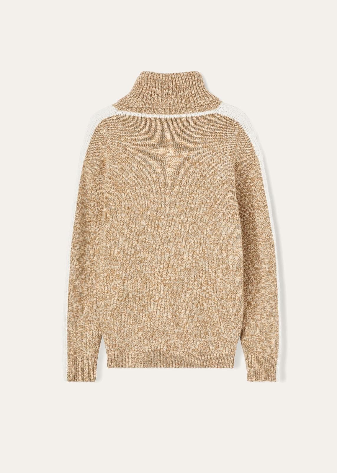 Loro Piana o1srvl11e1224 Celerina Turtleneck Sweater in White & Beige Size M / US 6-8 / IT 42-44 - 2 Thumbnail