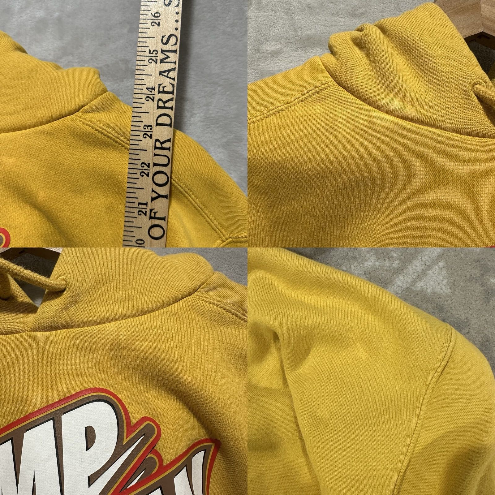 Jordan Brand VINTAGE Nike Jordan Jumpman Hoodie Shirt Mens S Yellow Fleece Pullover Ribbed Cuffs Graphic Print Logo Pockets All Seasons Size US S / EU 44-46 / 1 - 8 Thumbnail