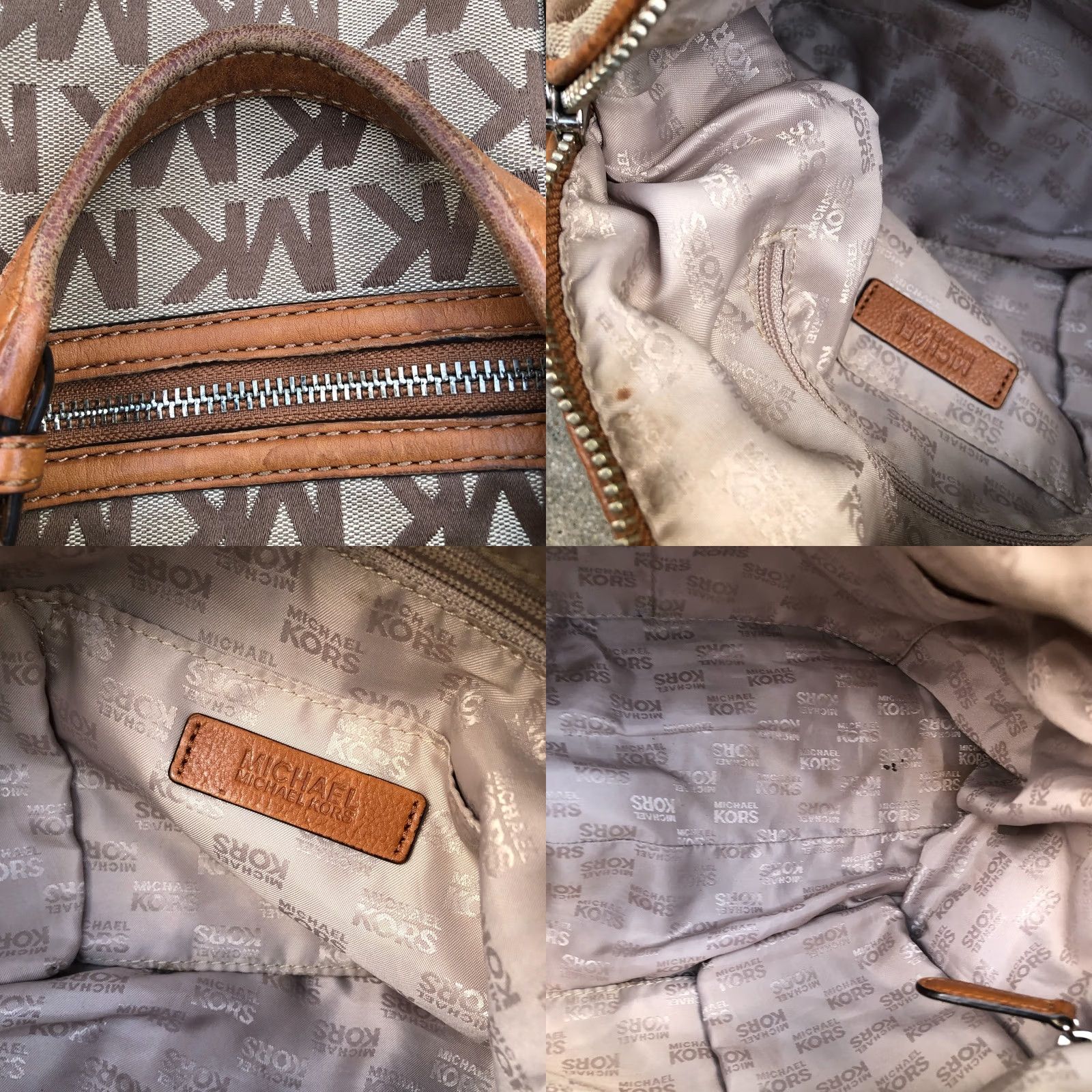 Michael Kors Michael Kors Bedford Crossbody Bag Canvas Leather Purse Brown Zipper Dome Monogram Women Large Size ONE SIZE - 10 Thumbnail