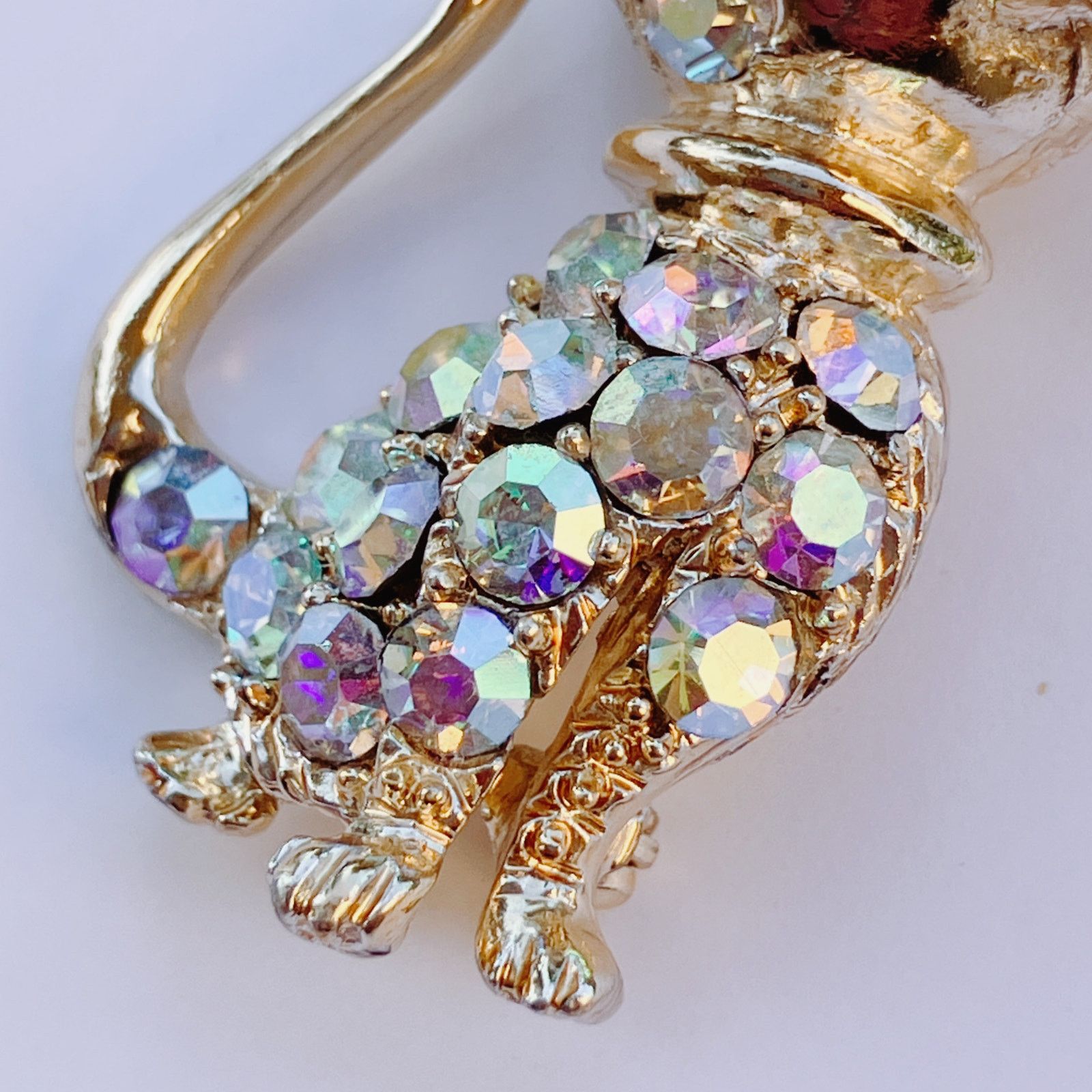 Vintage Vintage Mid Century Cat Brooch AB Rhinestones Kitschy Size ONE SIZE - 4 Thumbnail