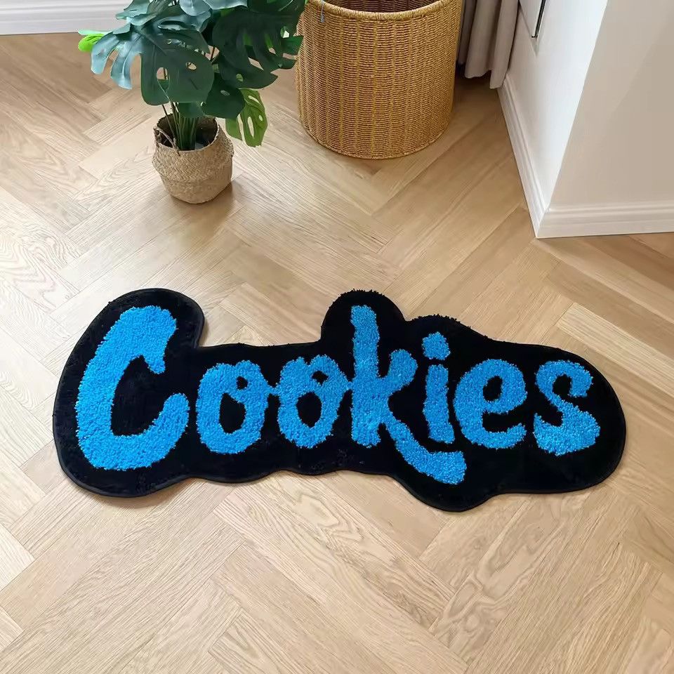 Japanese Brand Cookies Floor Rug - Blue/White - Hypebeast Room Decor Size ONE SIZE - 3 Thumbnail