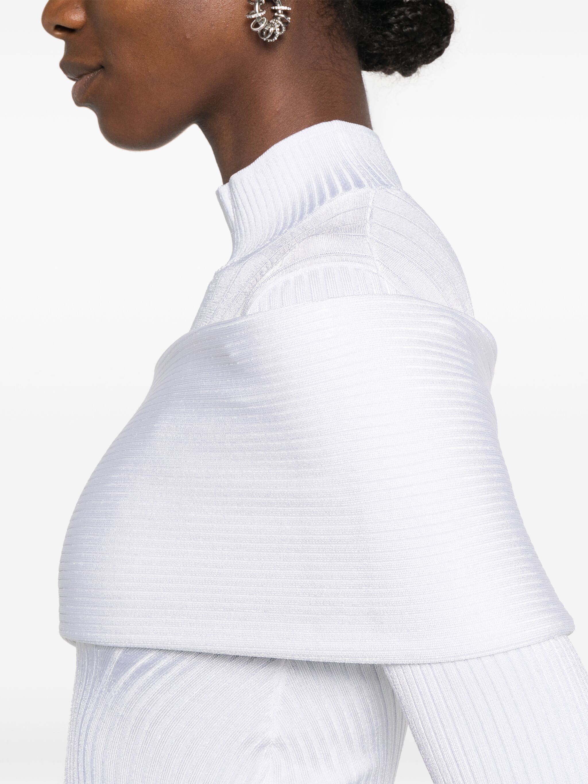 Mugler o1s22i1n1024 Long-Sleeved Top in White Size L / US 10 / IT 46 - 5 Thumbnail