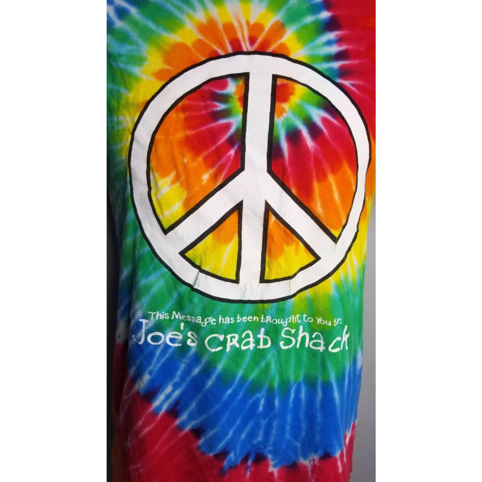 Delta VINTAGE Mens M Joe's Crab Shack Peace Love and Crabs Tie Dye T-Shirt Size US M / EU 48-50 / 2 - 2 Thumbnail