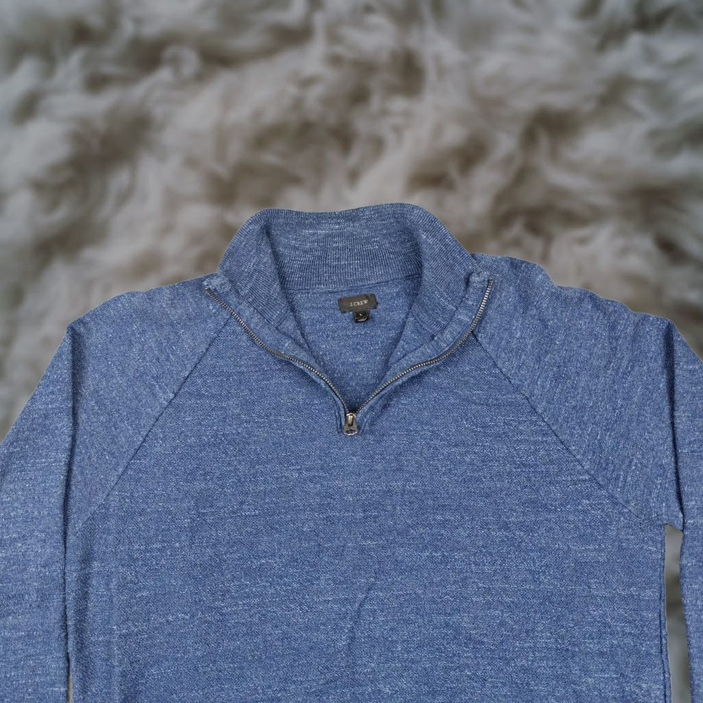 J.Crew VINTAGE J.CREW Sweater Mens L Blue 100% Cotton 1/4 Zip Mock Neck Knit Pullover Size US L / EU 52-54 / 3 - 1 Thumbnail