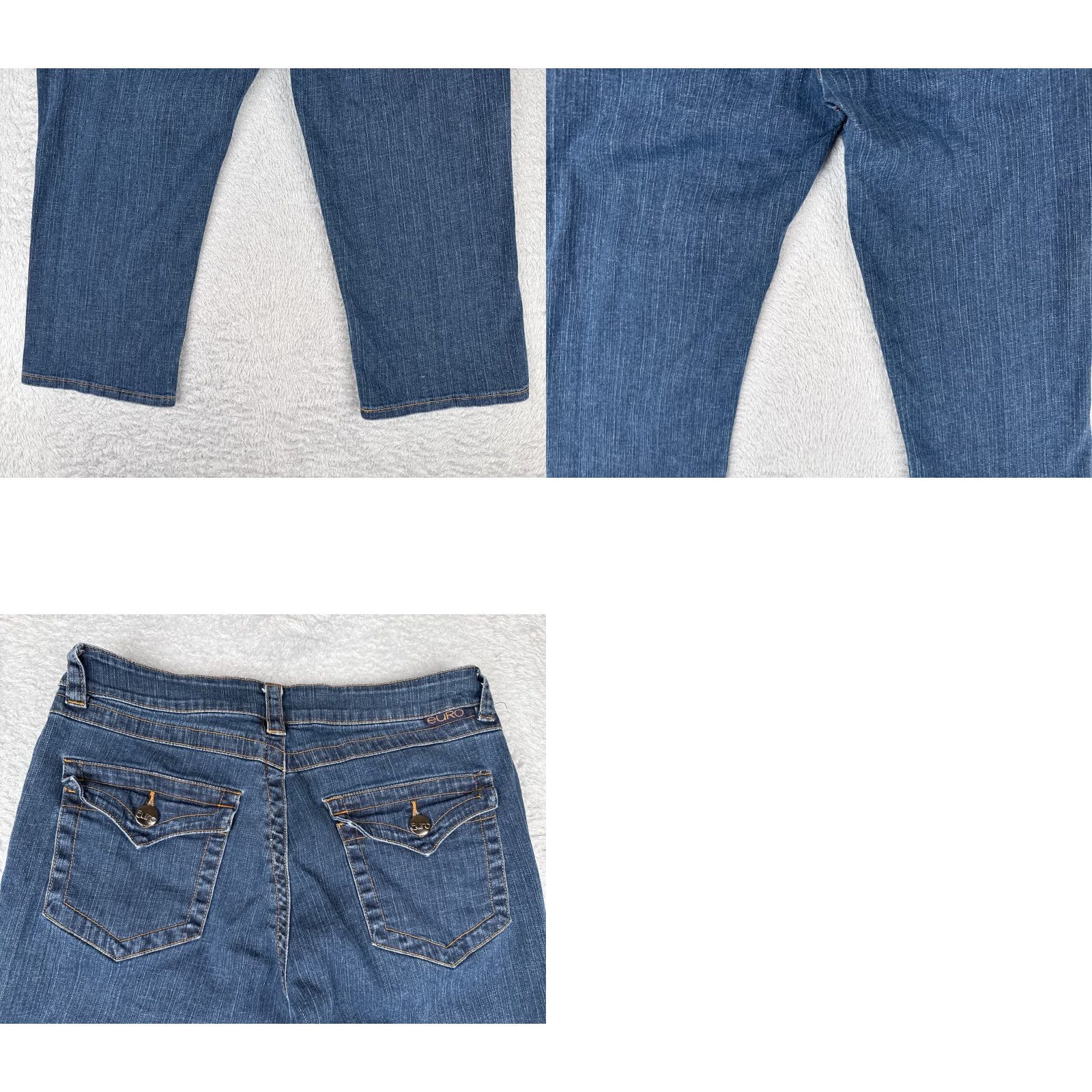 Vintage Euro Jeans Women Jeans 12 Blue Denim Crop Capri Tummy Control Cotton Blend Stretch 21" Regular 5-Pocket Blue Euro Womens Capris Size 34" / US 12 / IT 48 - 10 Thumbnail