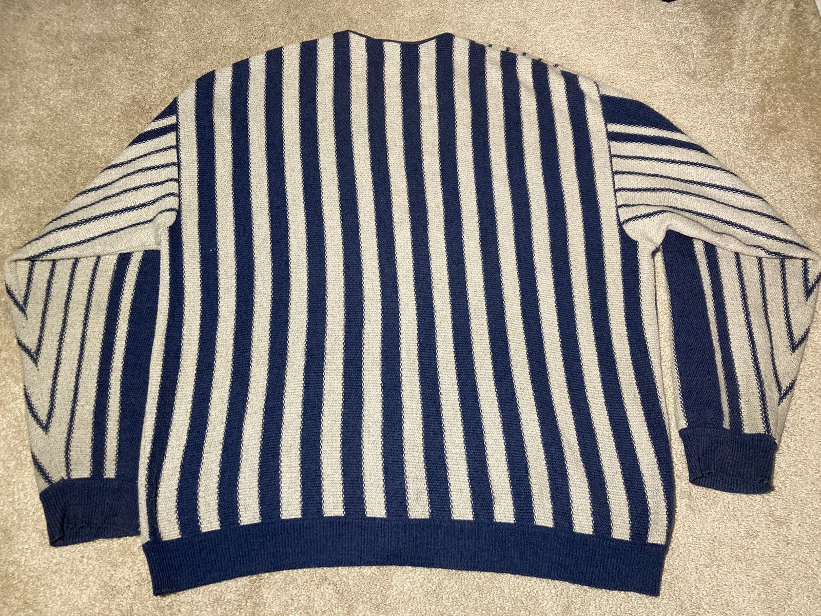 Lacoste Vintage 80s Spain Lacoste Striped Cardigan Logo 8 Navy 90s Size US L / EU 52-54 / 3 - 6 Thumbnail