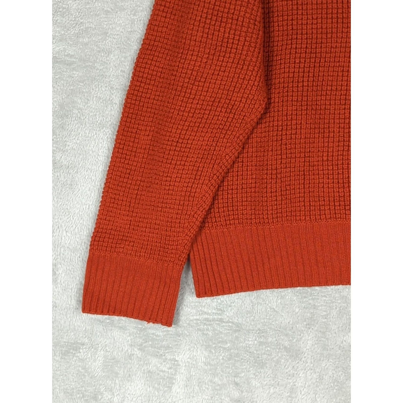 Vintage Knot Standard Womens Sweater L Terracotta Waffle-Knit Merino Wool Crew Neck Long Sleeve Pullover Relaxed Minimalist Quiet Luxury Dry Clean Only Size L / US 10 / IT 46 - 5 Thumbnail