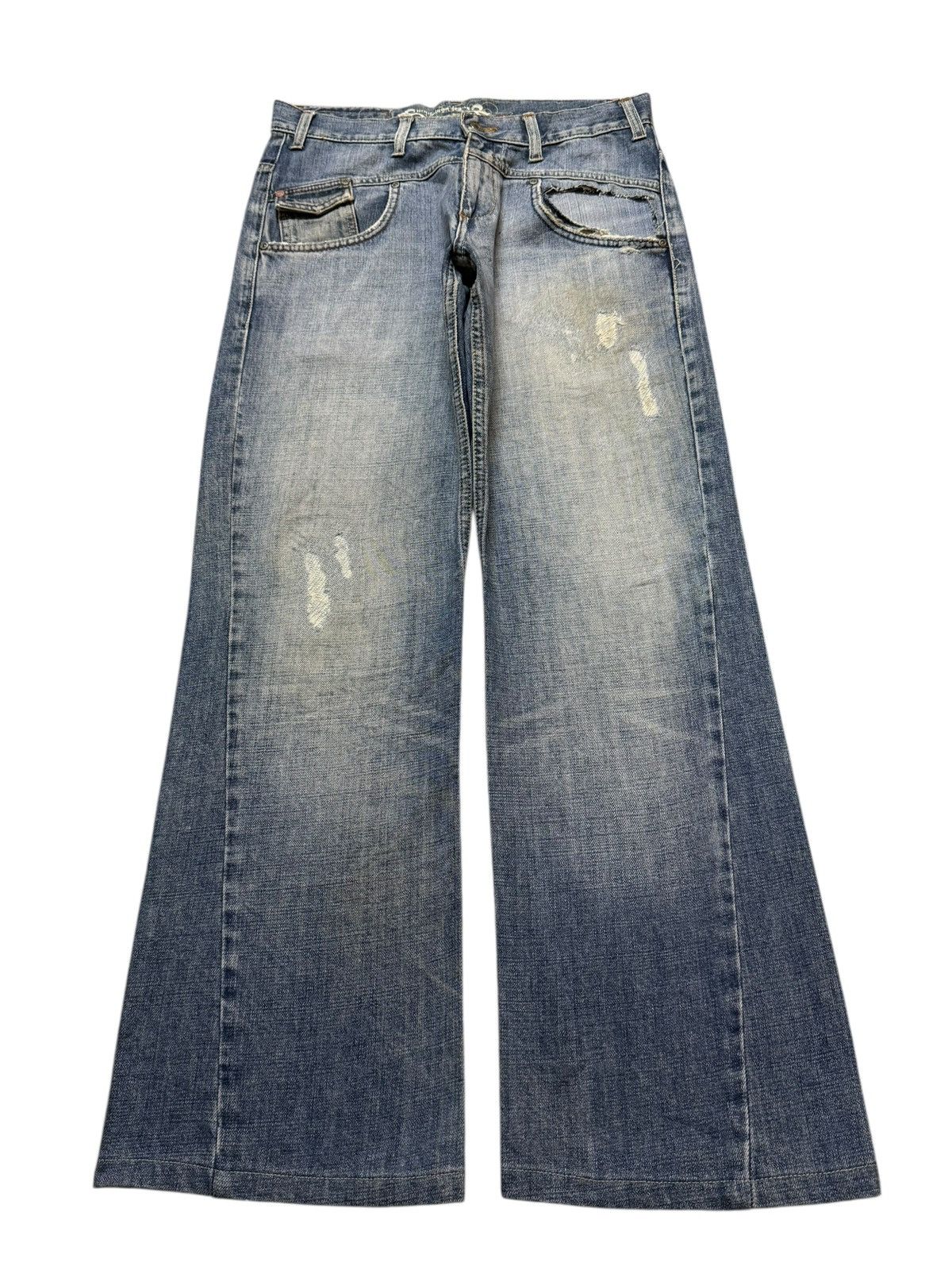 14th Addiction Vintage Y2K Japanese Brand Blue Faded Wash Spiral Leg Baggy Size US 31 - 1 Thumbnail