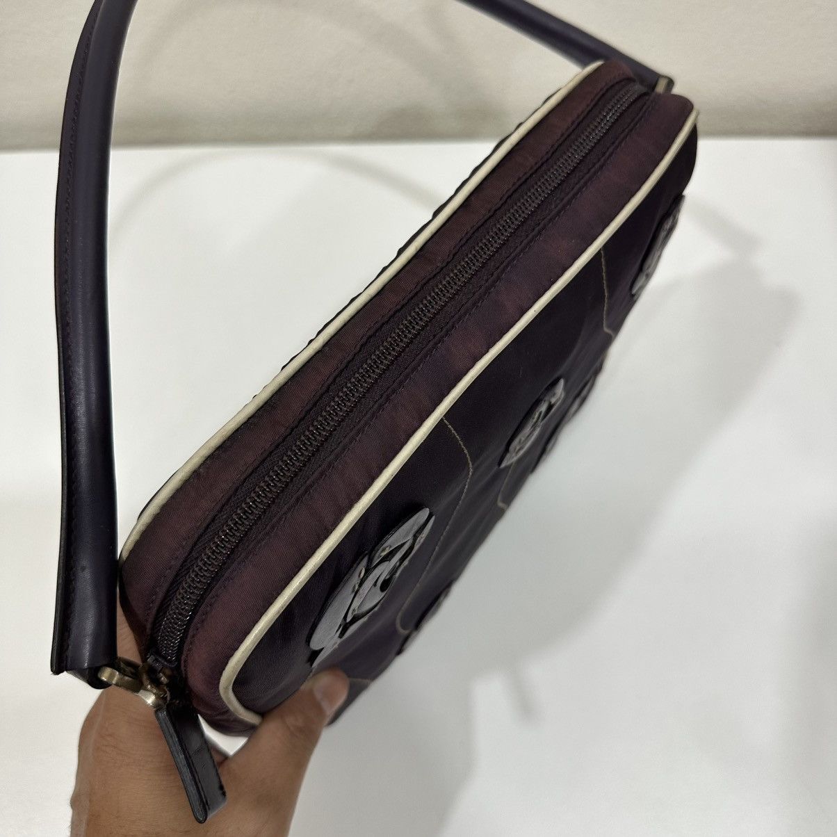 Prada PRADA TESSUTO FLORAL APPLIQUE SHOULDER BAG TWO TONE COLOR Size ONE SIZE - 9 Thumbnail