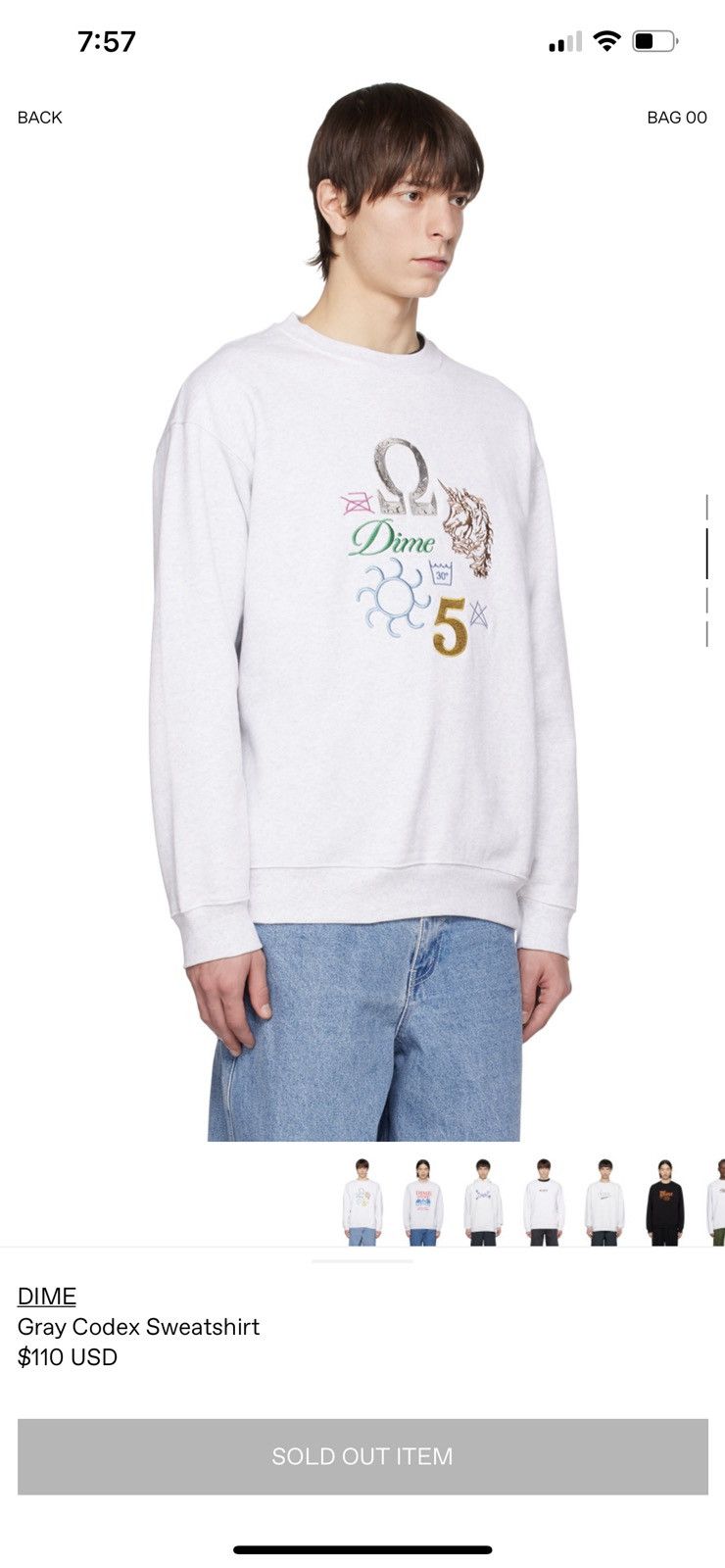 Dime Dime Gray Codex Sweatshirt Size US L / EU 52-54 / 3 - 2 Thumbnail