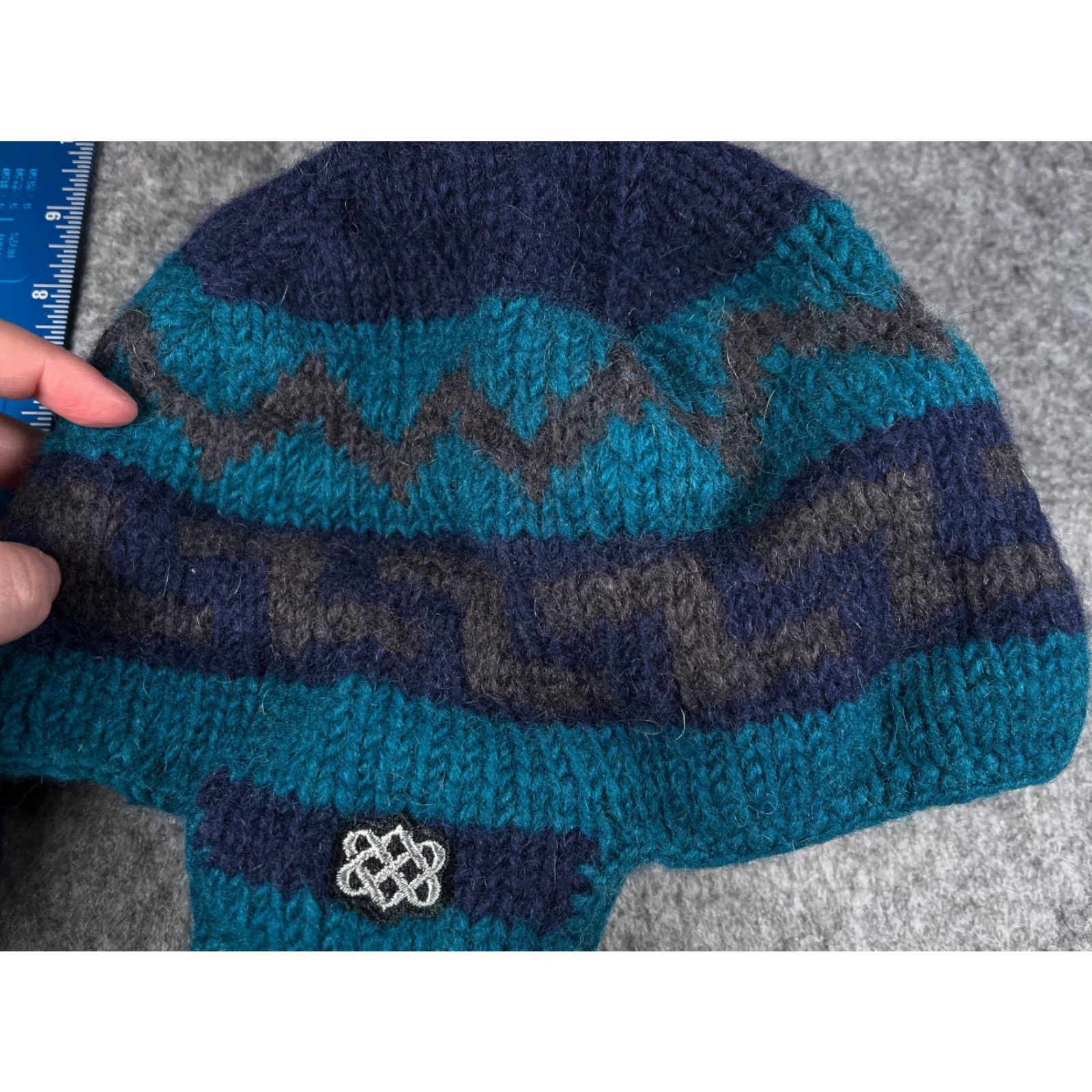 Vintage Sherpa Adventure Gear Beanie Adult Small Blue Wool Beanie Hat Mens Wool Ear Flap Lined Nepal Seasonal Outdoor Ski 90s Size ONE SIZE - 4 Thumbnail