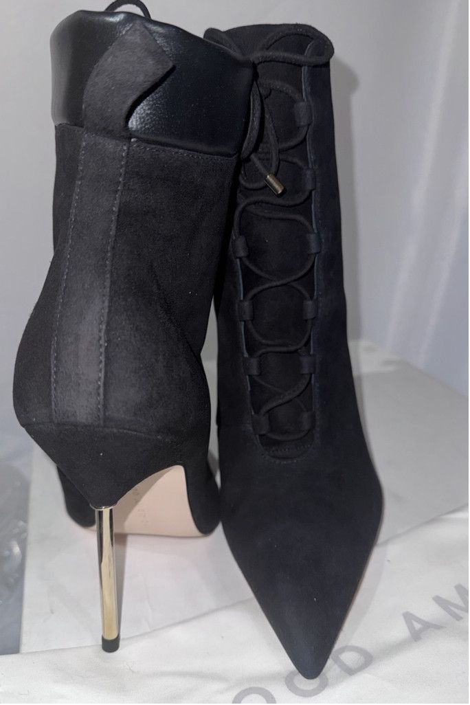 Good American Good American Shoes 7.5 Black Suede Booties Stiletto Heel Size US 7.5 / IT 37.5 - 8 Thumbnail