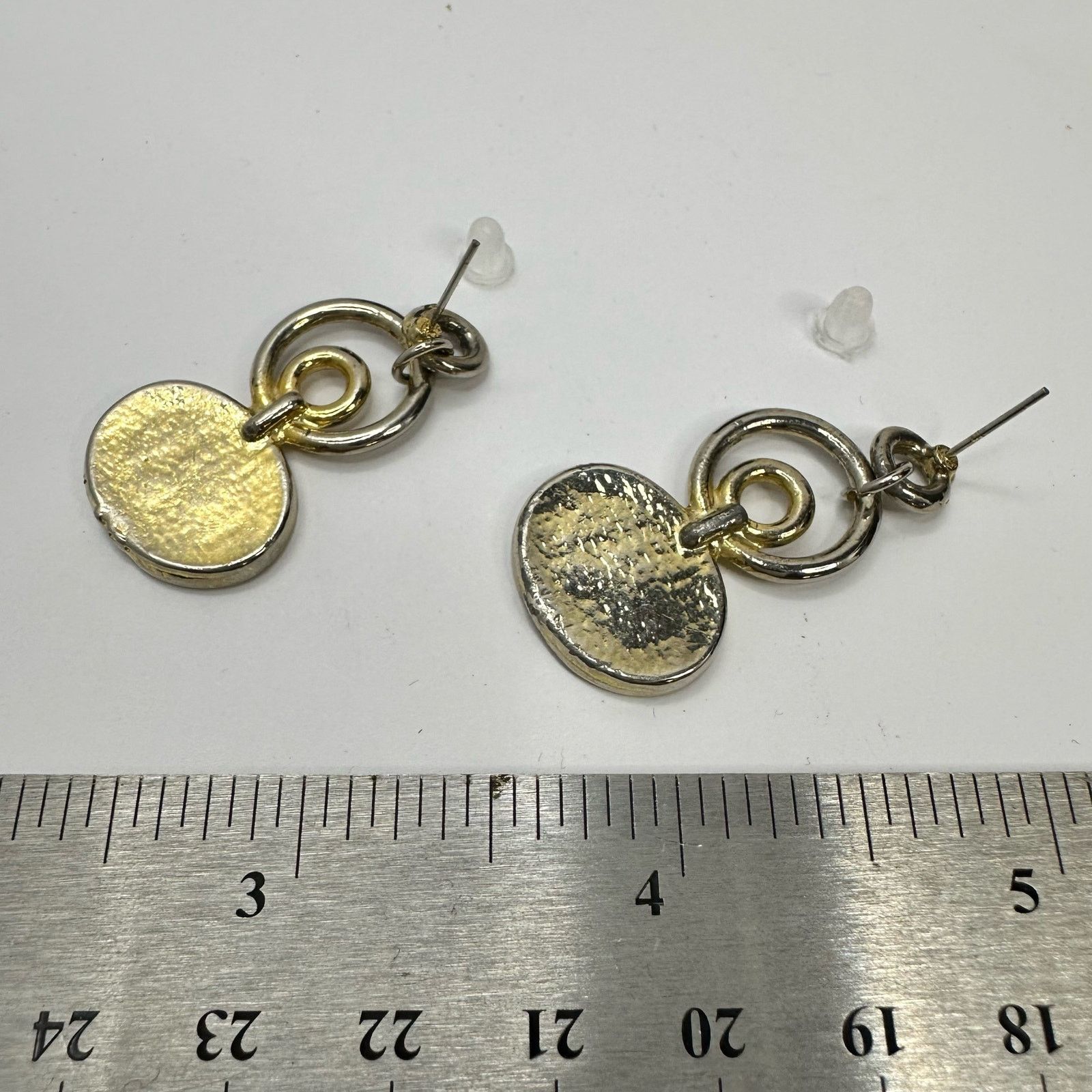 Vintage GoldTone Dangling Earrings Enamel Red Enamel Oval Post Size ONE SIZE - 3 Thumbnail
