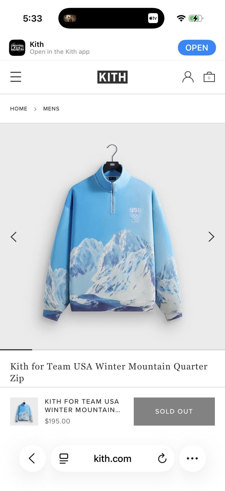 Kith Kith for Team USA Summit Winter Mountain Quarter Zip Size US L / EU 52-54 / 3 - 13 Thumbnail