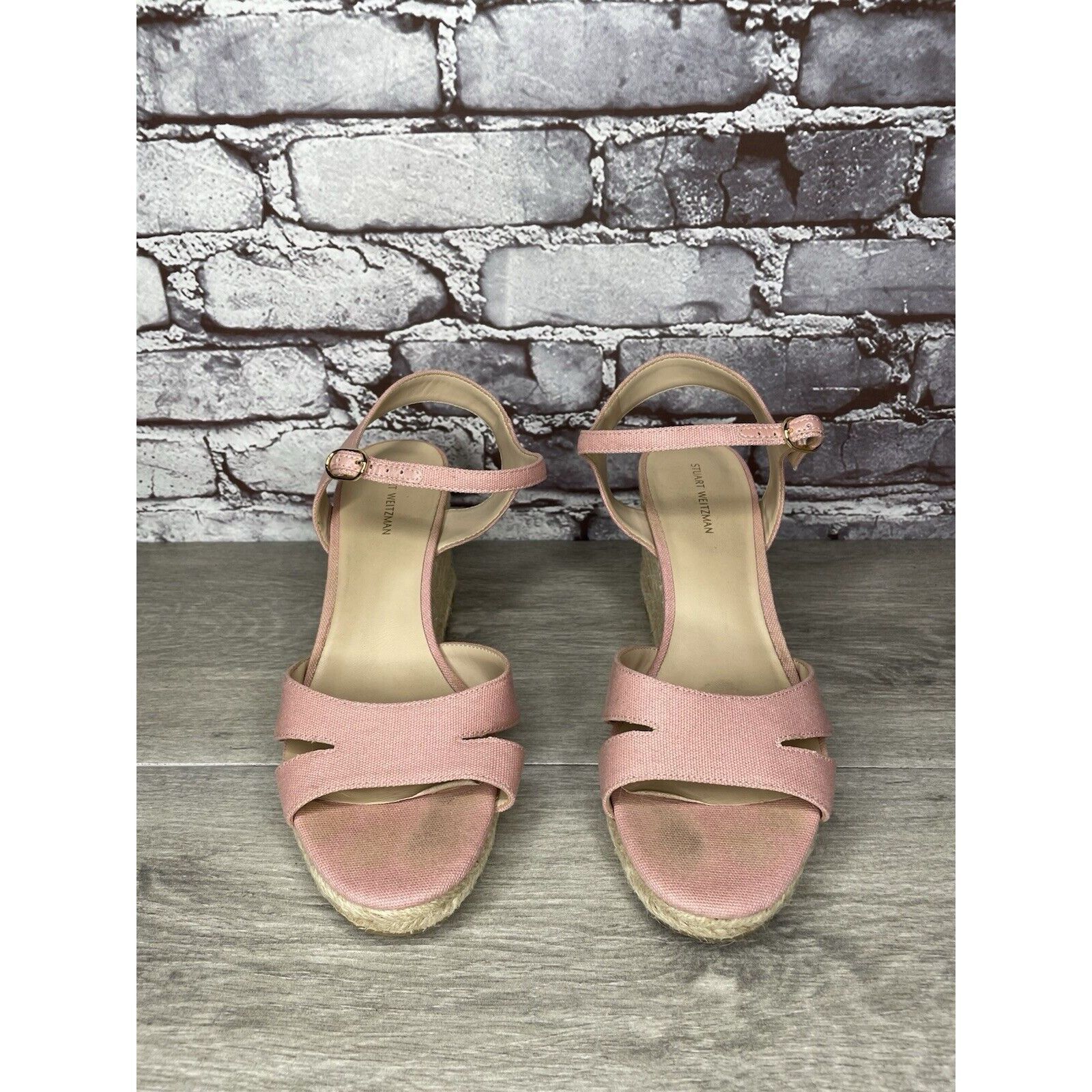 Stuart Weitzman STUART WEITZMAN Mirela II Pink Canvas Espadrille Wedge Sanda Size US 9.5 / IT 39.5 - 20 Thumbnail