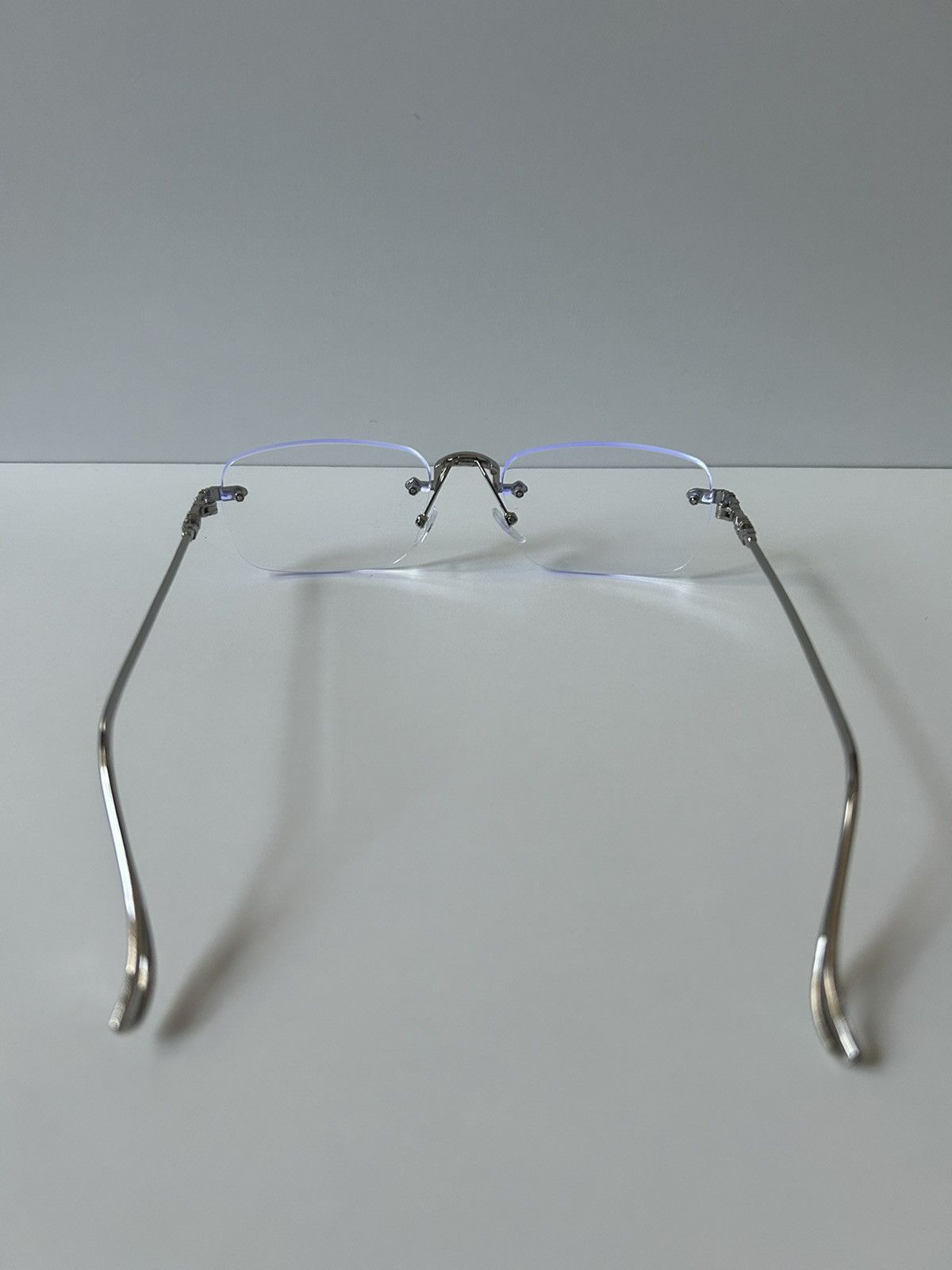 Japanese Brand 90s Y2K style silver cross rimless blue tint lux glasses Size ONE SIZE - 4 Thumbnail