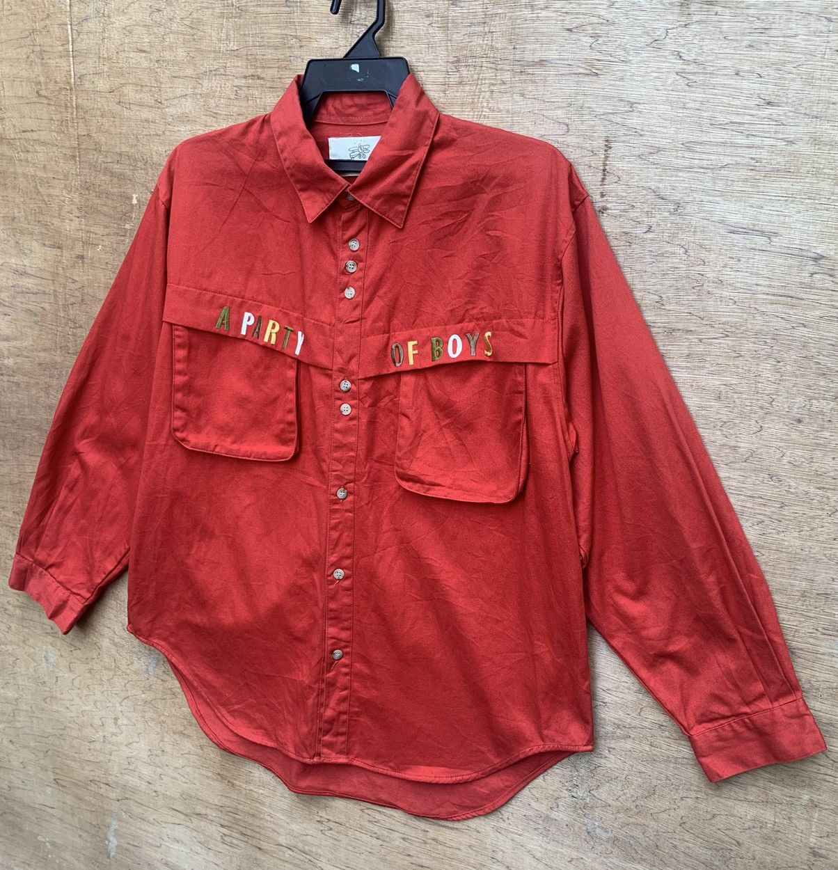 Japanese Brand SAND BEIGE A PARTY OF BOYS Slang Pocket Button Ups Shirt Size US L / EU 52-54 / 3 - 4 Thumbnail