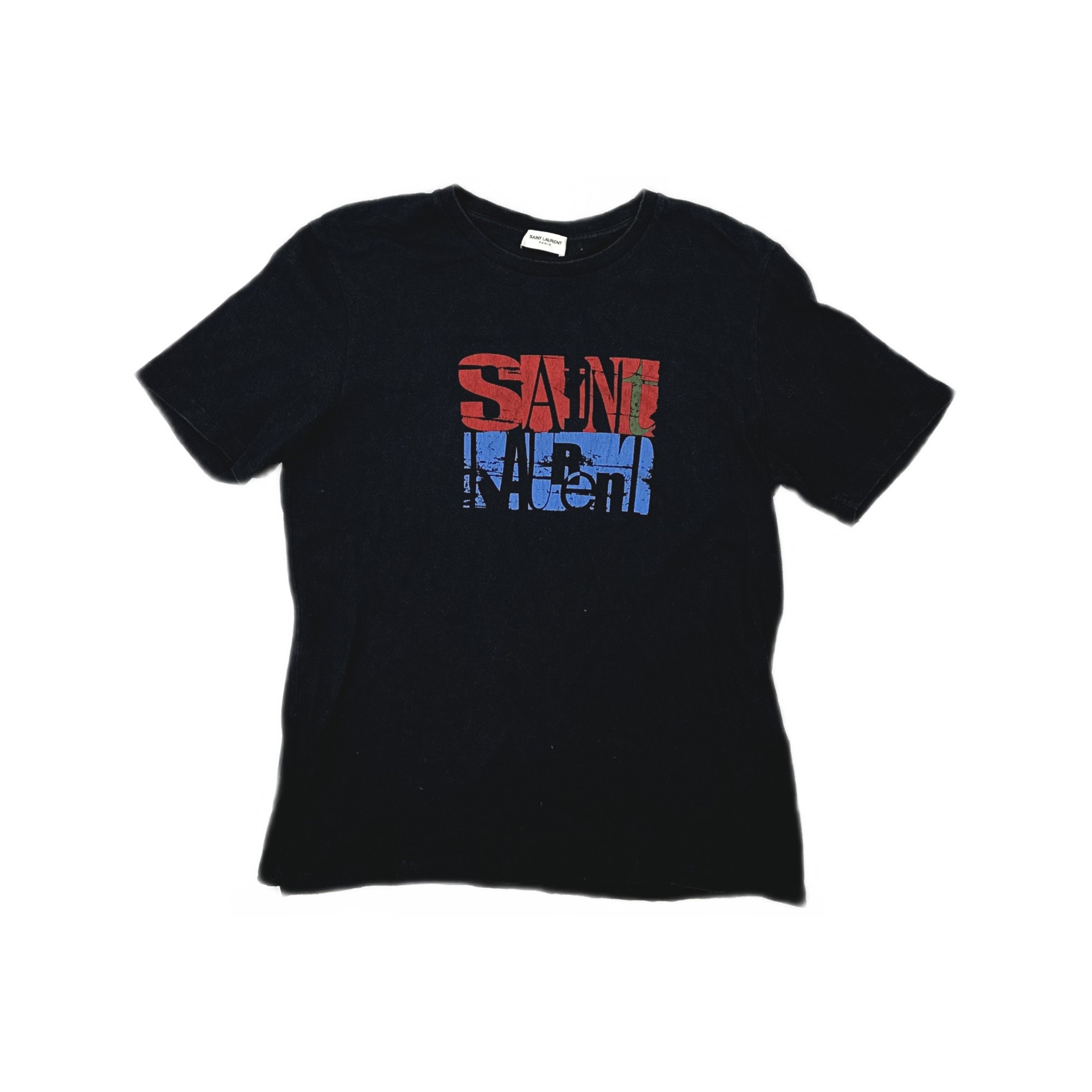 Saint Laurent Paris Reverse Logo-print T-shirt Navy | Grailed