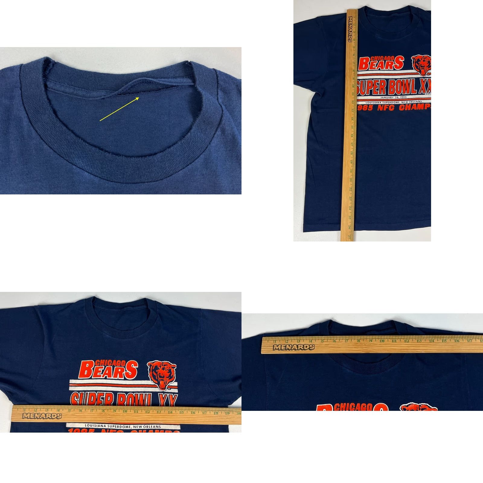 Vintage Vintage Chicago Bears Super Bowl XX NFC Champs T-Shirt M Size Blue 80s Mens Shirt Size US M / EU 48-50 / 2 - 8 Thumbnail