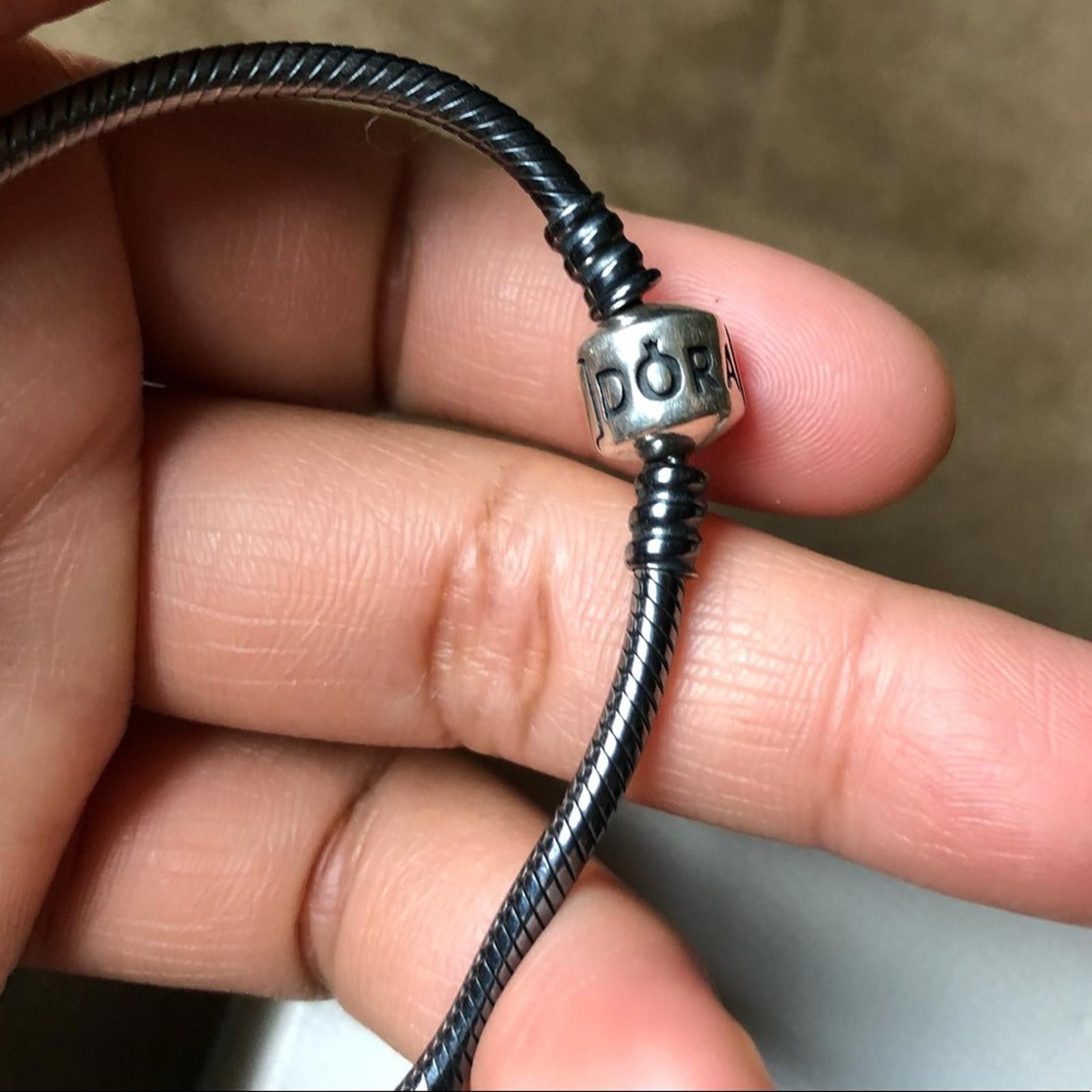 pandora Pandora Oxidized Bracelet with 7 Pandora Charms Size ONE SIZE - 4 Thumbnail