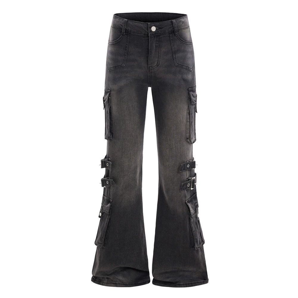 Vintage Men's punk distressed lace-up flared cargo jeans Size US 32 / EU 48 - 1 Thumbnail