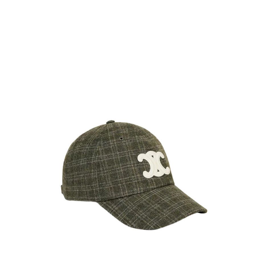 Celine CELINE Men's Green Wool Triomphe Baseball Cap New & Authenti Size ONE SIZE - 2 Thumbnail