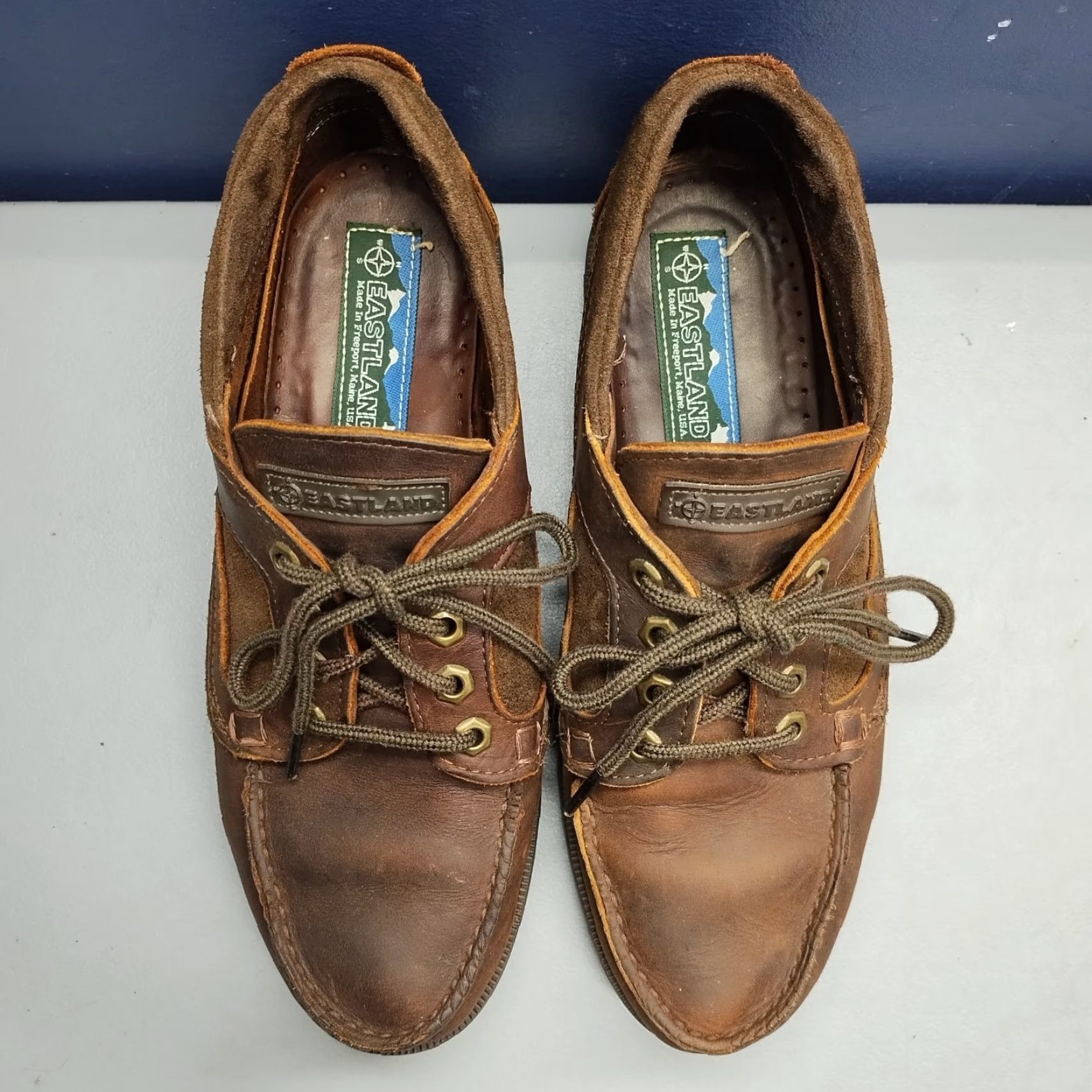 Eastland Eastland Womens Size 9.5 Brown Leather Moc Toe Comfort Lace Up Boat Loafers - Casual, Travel, Workwear Size US 10 / IT 40 - 6 Thumbnail