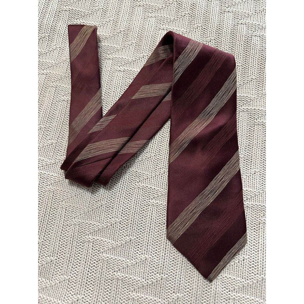 Calvin Klein Calvin Klein maroon striped silk tie Size ONE SIZE - 1 Thumbnail