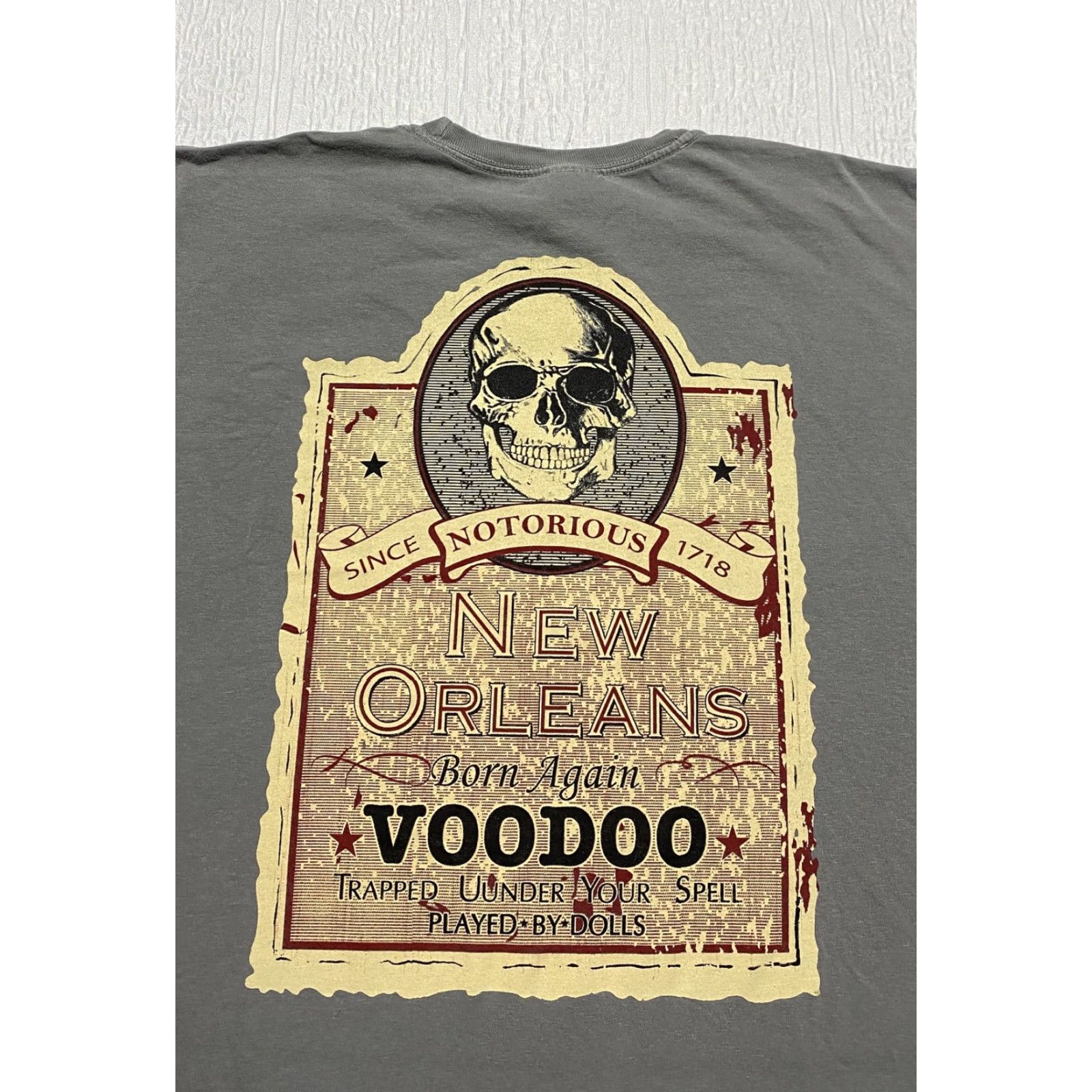 Comfort Colors Comfort Colors Shirt New Orleans Voodoo Skull Graphic Tee Cotton Gray XL Mens Size US XL / EU 56 / 4 - 4 Thumbnail