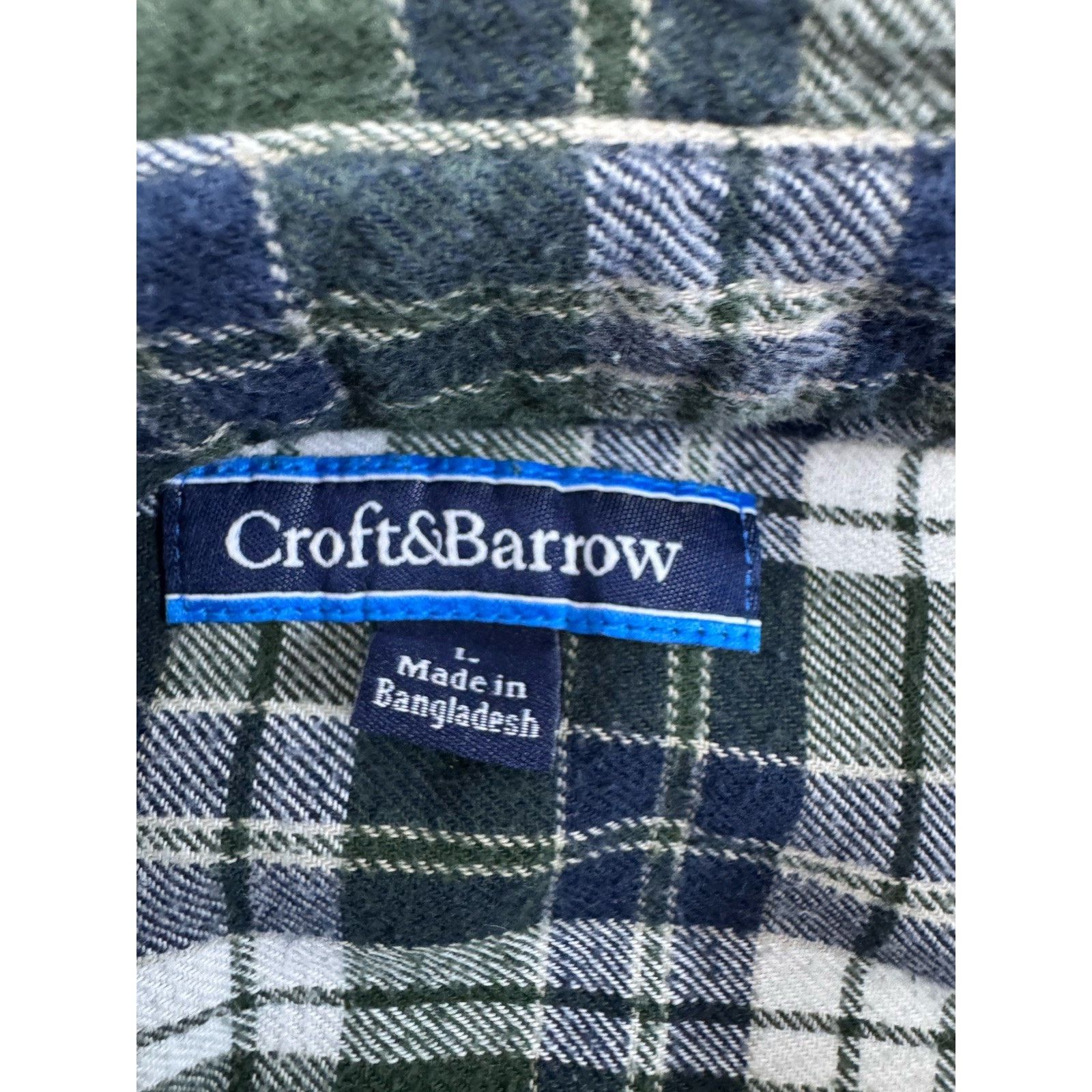 Croft & Barrow Croft & Barrow Men's Sz L Blue & Green Plaid Flannel Shirt Size US L / EU 52-54 / 3 - 6 Thumbnail