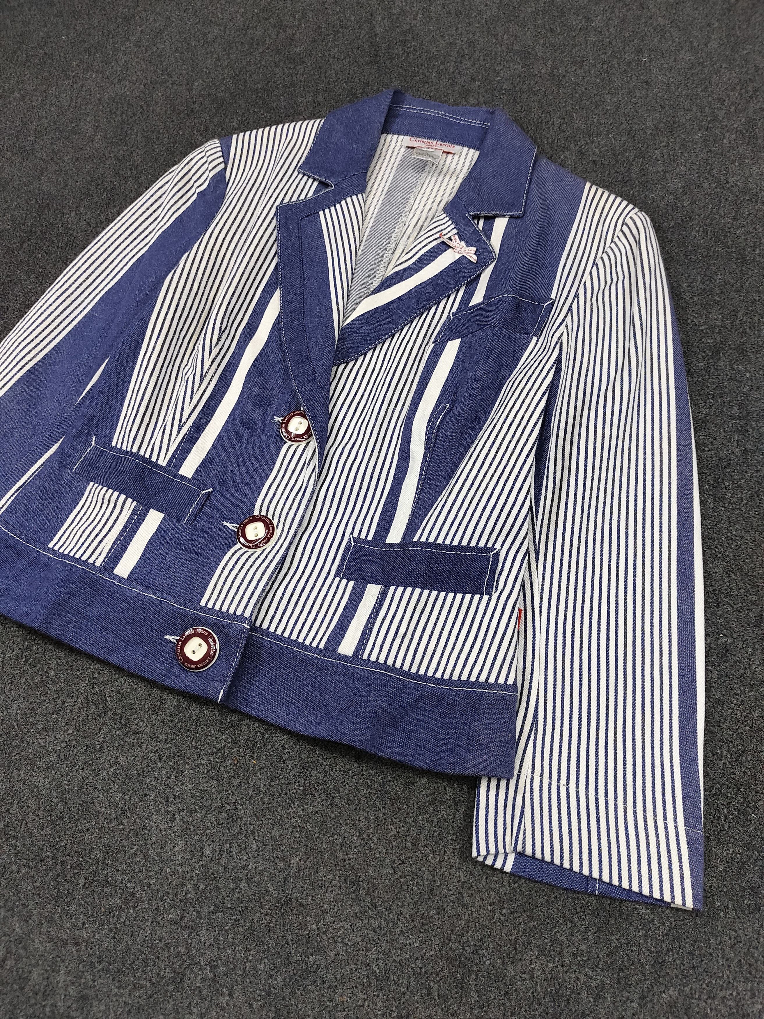 Christian Lacroix 00s Christian Lacroix Jeans Y2K Archive Striped Denim Blazer Size M / US 6-8 / IT 42-44 - 6 Thumbnail